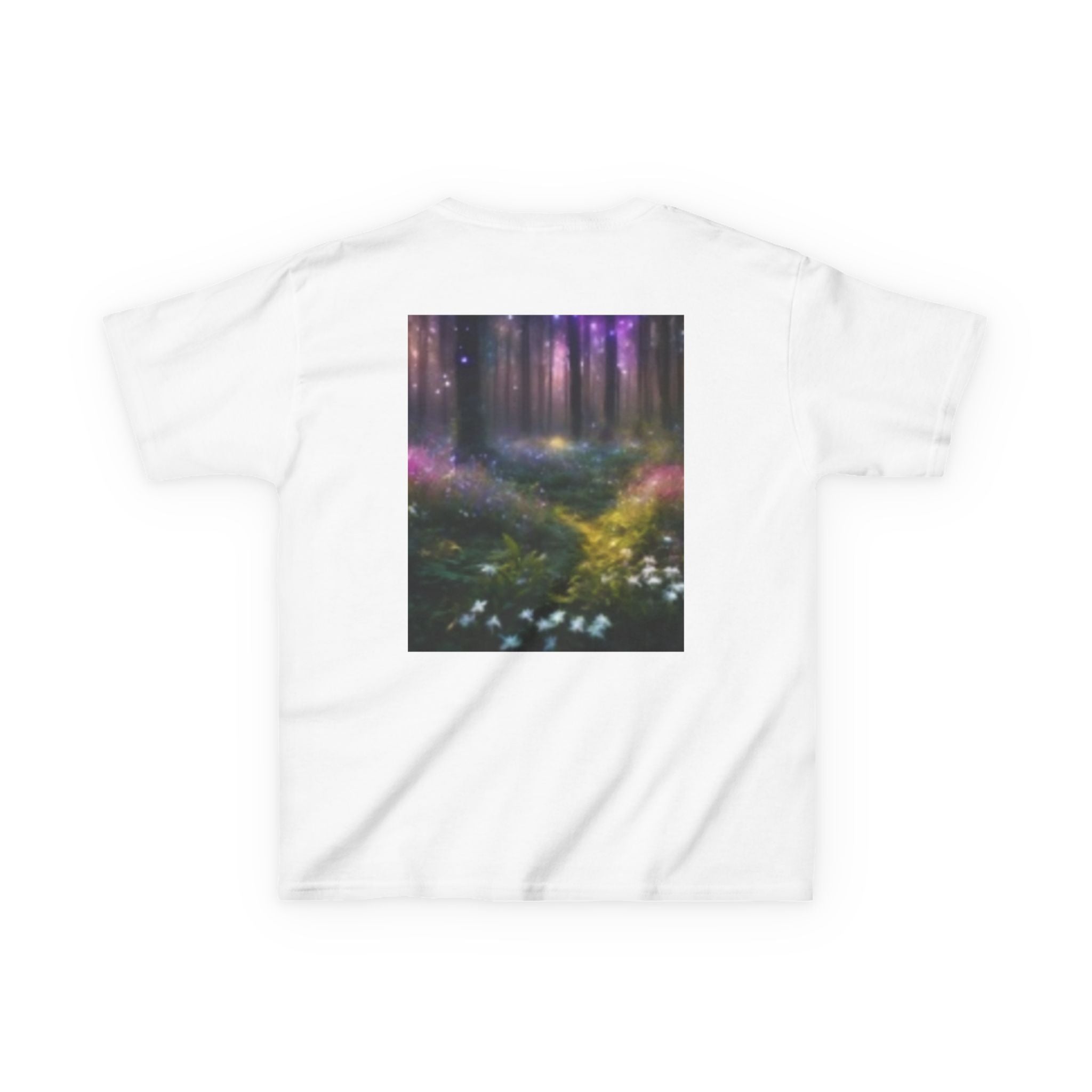 Kids T-shirt— Cute Frankenstein Face Front & Enchanted Forest Back