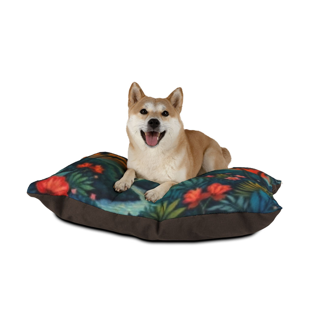 Tropical Sunset Pet Bed — Floral Palm Island Print for Dogs & Cats