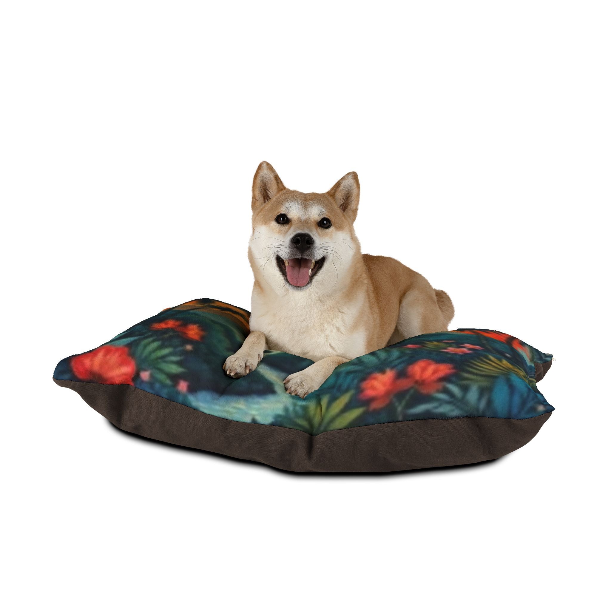Tropical Sunset Pet Bed — Floral Palm Island Print for Dogs & Cats