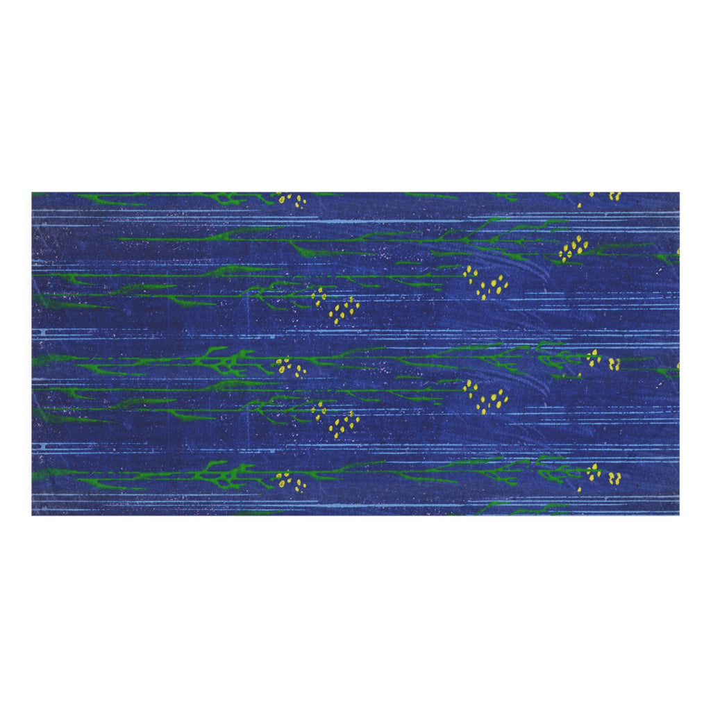 Floral Stripe Cotton Towel — Blue Botanical Beach & Bath Towel