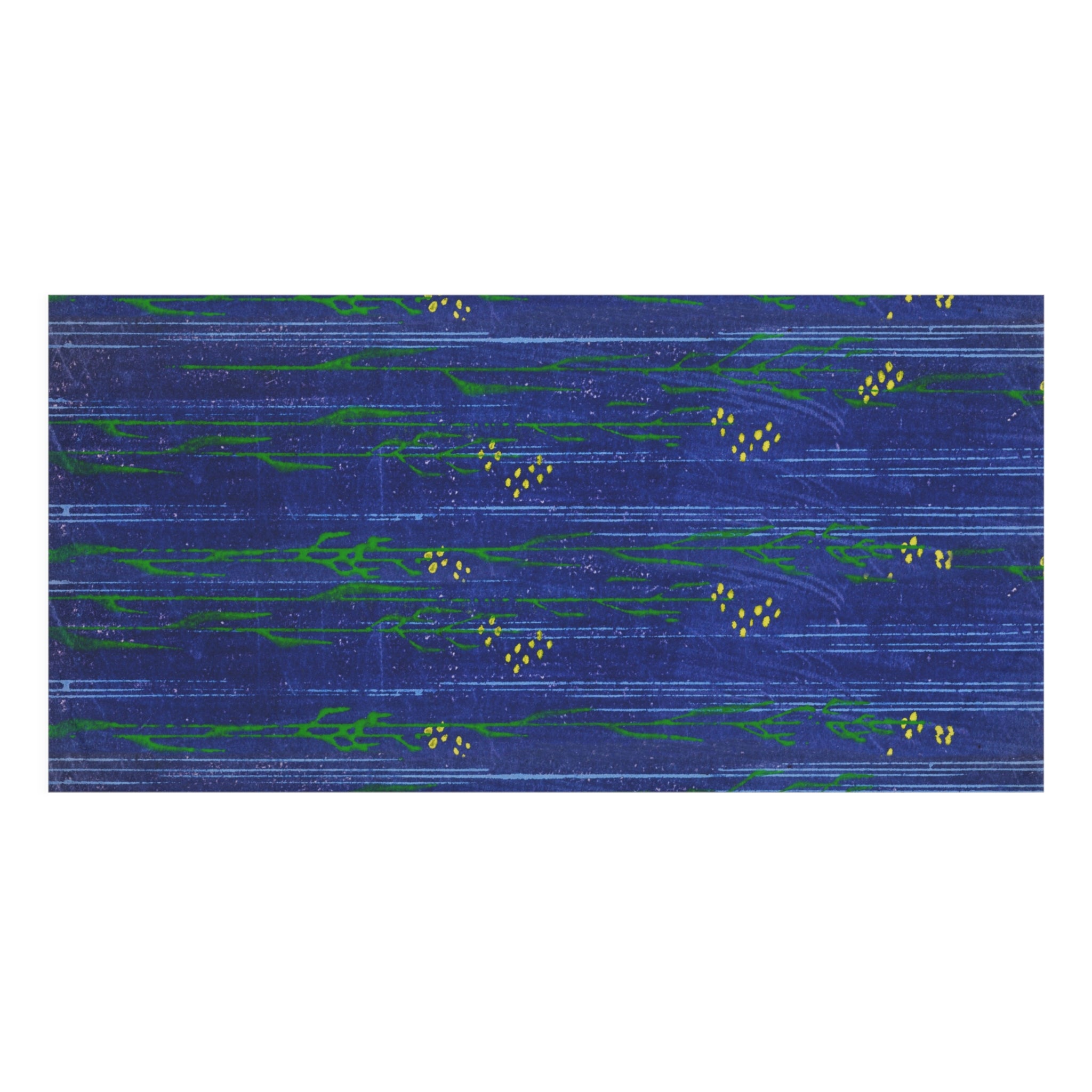 Floral Stripe Cotton Towel — Blue Botanical Beach & Bath Towel