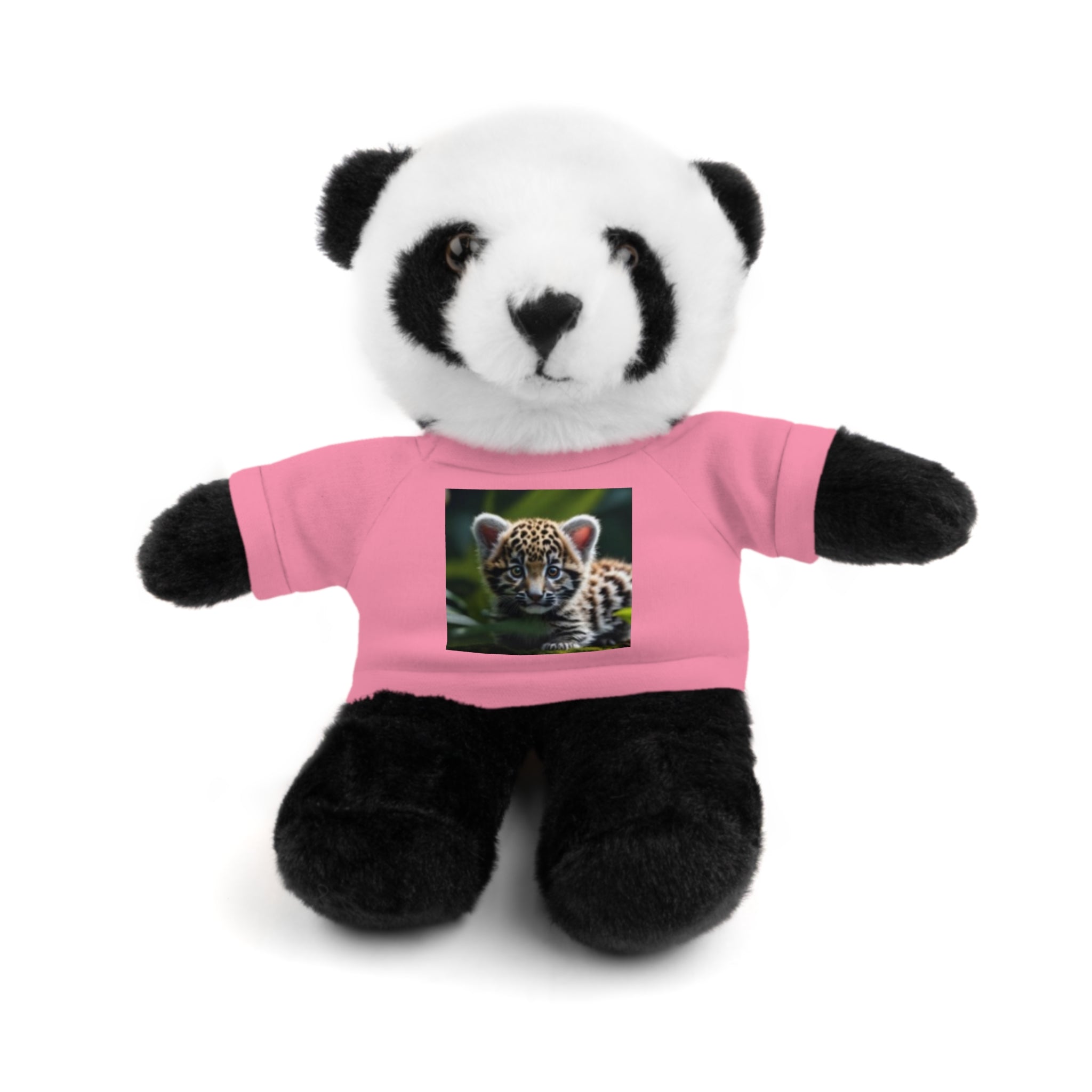 Plush Teddy Bear with Leopard Cub Tee — Cute Animal Gift for Kids & Wildlife Lovers