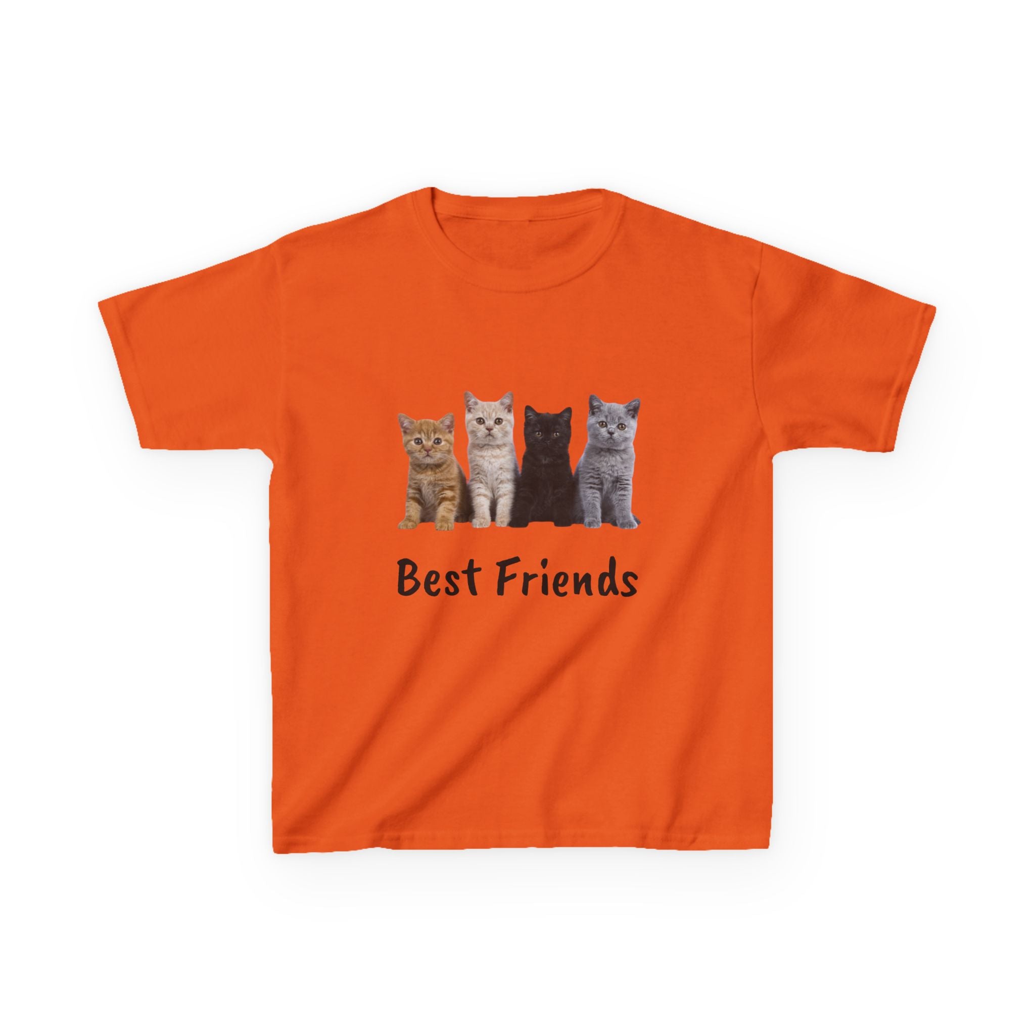 Kids Cat Paw T-Shirt — Cute Kitten Row Front & Paw Prints Back