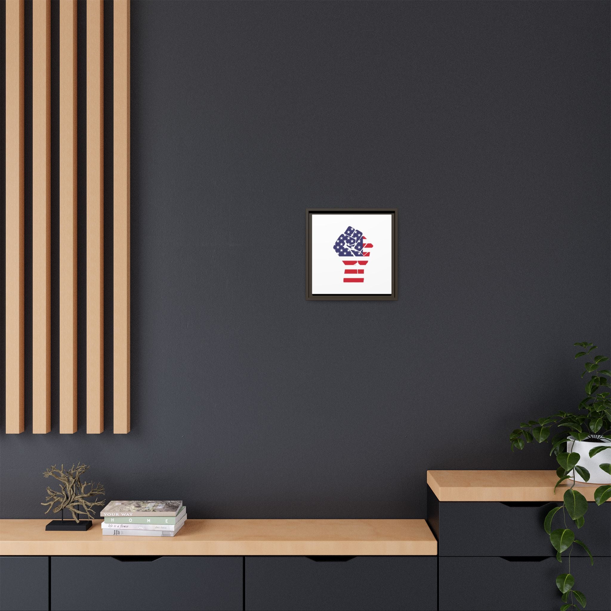 Framed Canvas Print – American Flag Fist Wall Art