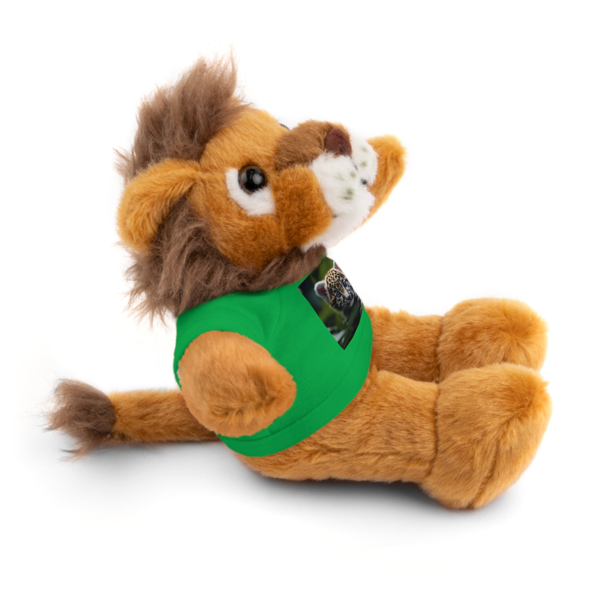 Plush Teddy Bear with Leopard Cub Tee — Cute Animal Gift for Kids & Wildlife Lovers