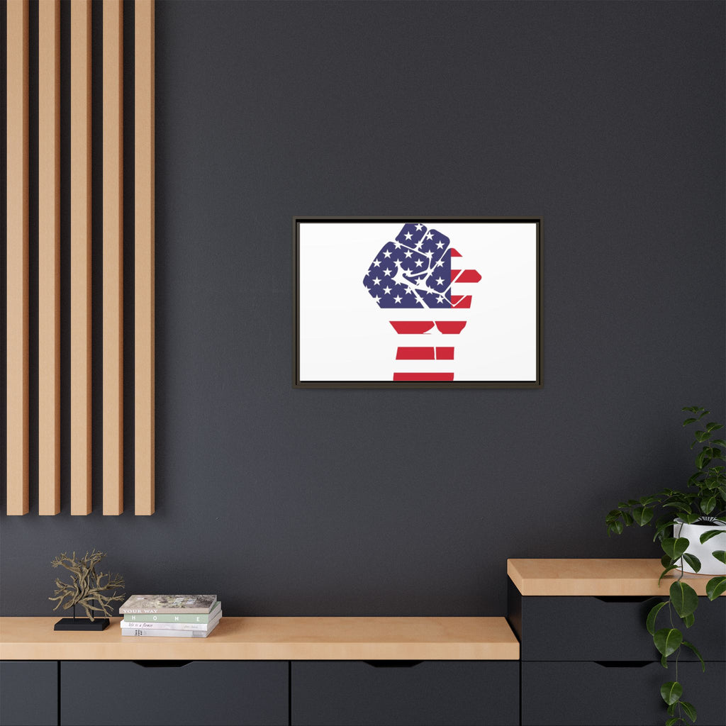 Framed Canvas Print – American Flag Fist Wall Art