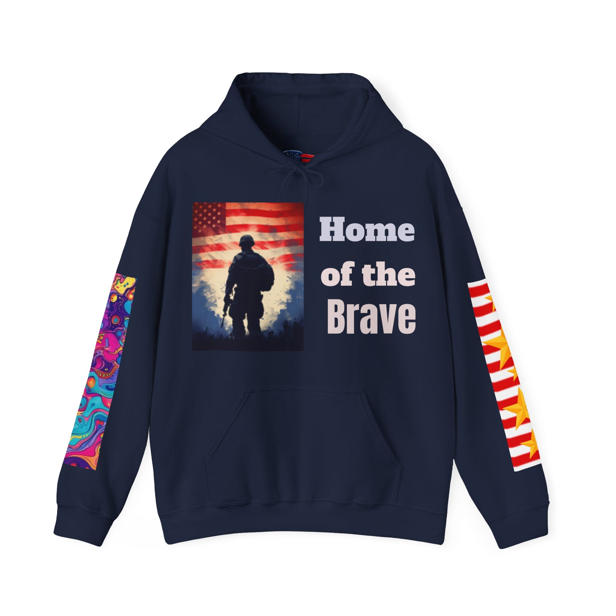 USA Flag Soldier Hoodie — Patriotic American Veteran Pullover