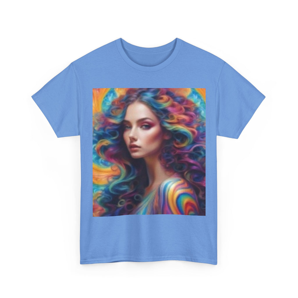 Psychedelic Beautiful Woman T-Shirt — Vibrant Rainbow Woman Art Tee