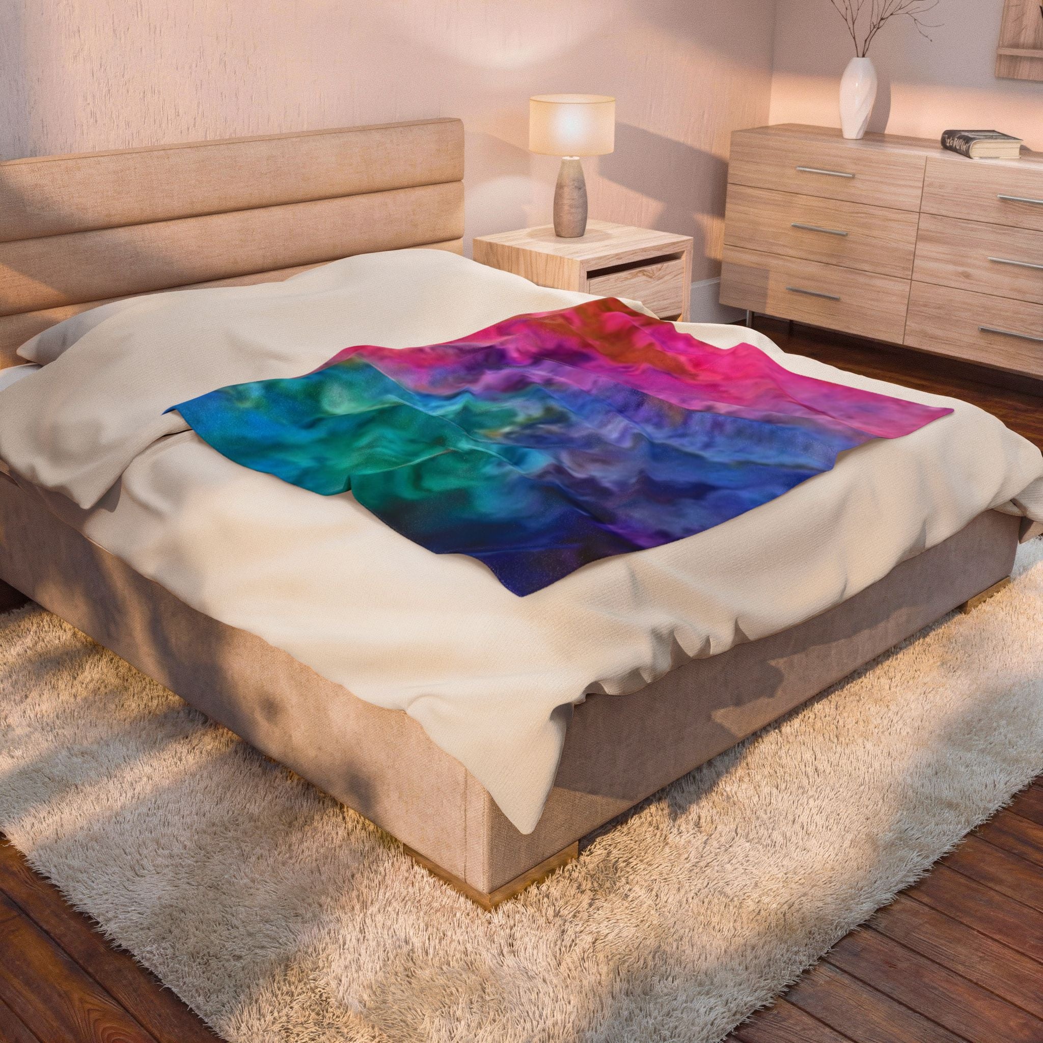 Colorful Watercolor Velveteen Plush Blanket