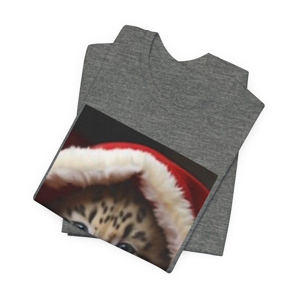 Christmas Snow Leopard Cub T-Shirt — Cute Holiday Cat Tee
