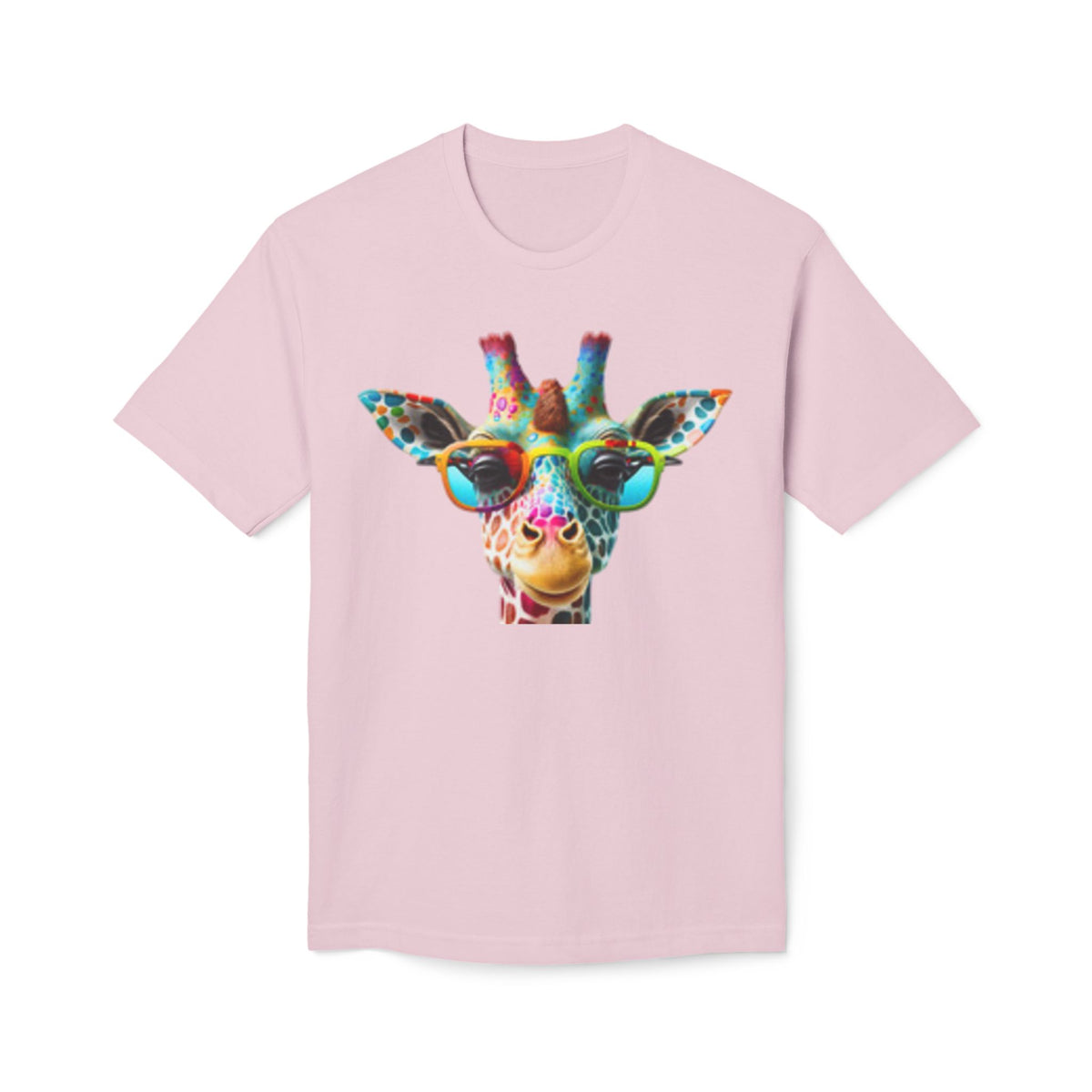 Colorful Giraffe Sunglasses T-Shirt — Fun Animal Tee for Men & Women