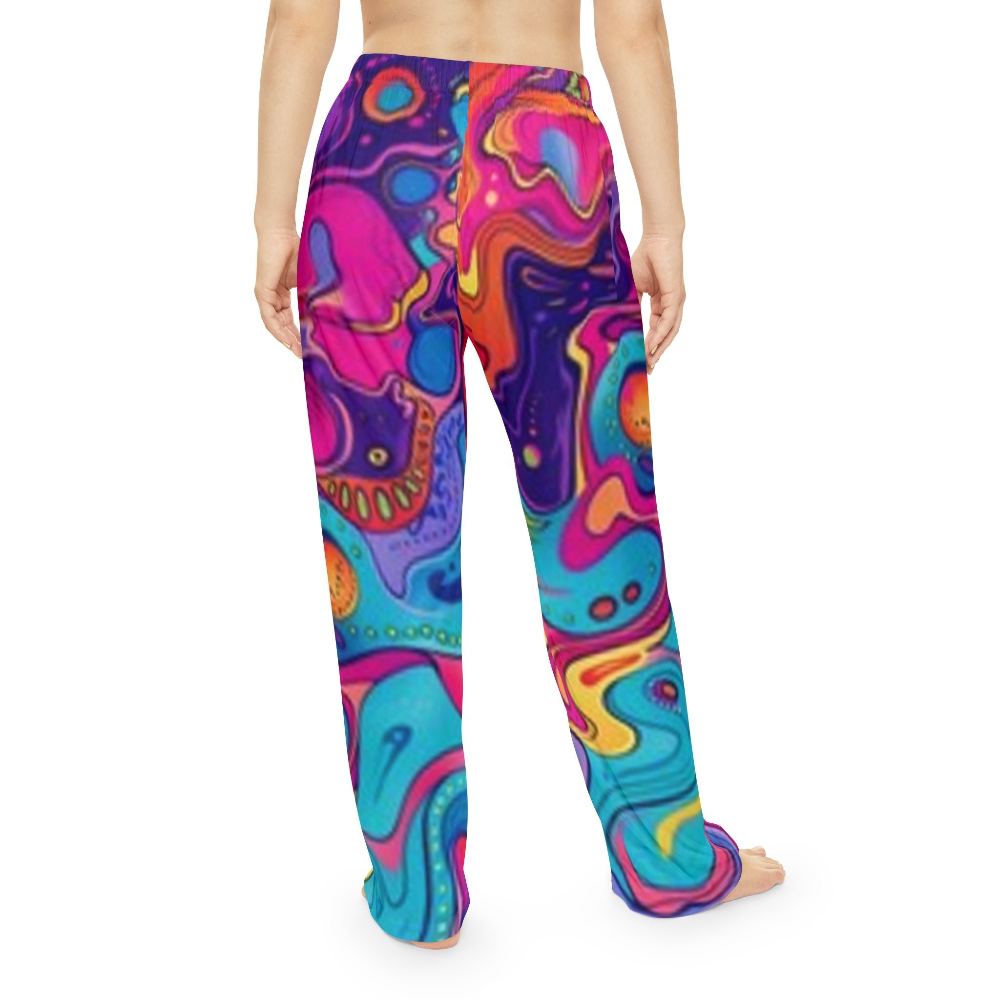 Psychedelic Swirl Women's Pajama Pants — Colorful Abstract Lounge Sleepwear
