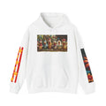 Chicken Row Graphic Hoodie — Colorful Folk Art Chickens Pullover