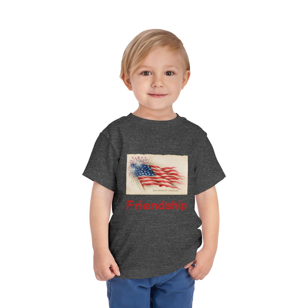 Toddler Short Sleeve T-shirt USA Flag & Cartoon Dogs