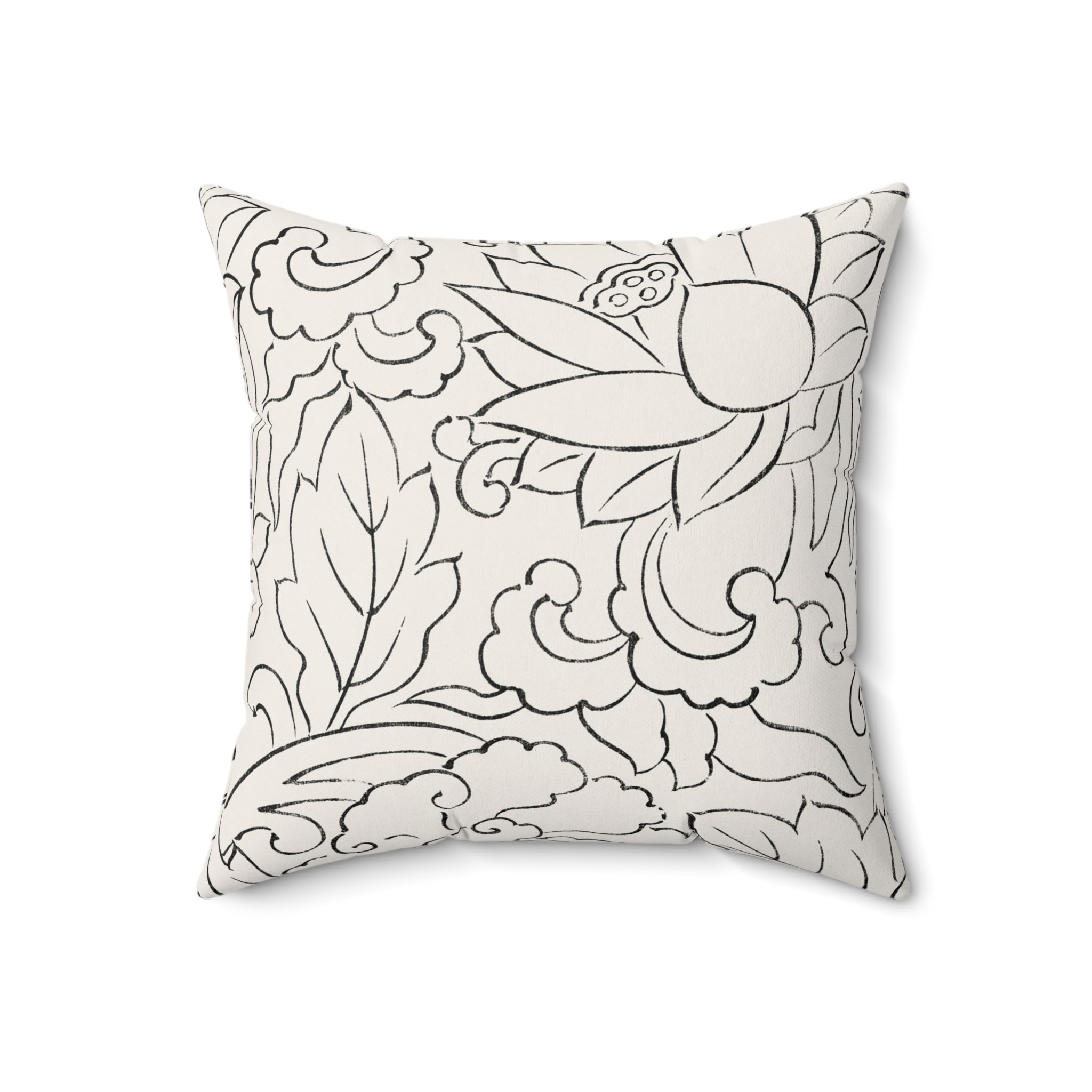 Decorative Square Pillow — Floral Outline & Vibrant Leopard Purple Green Patterns
