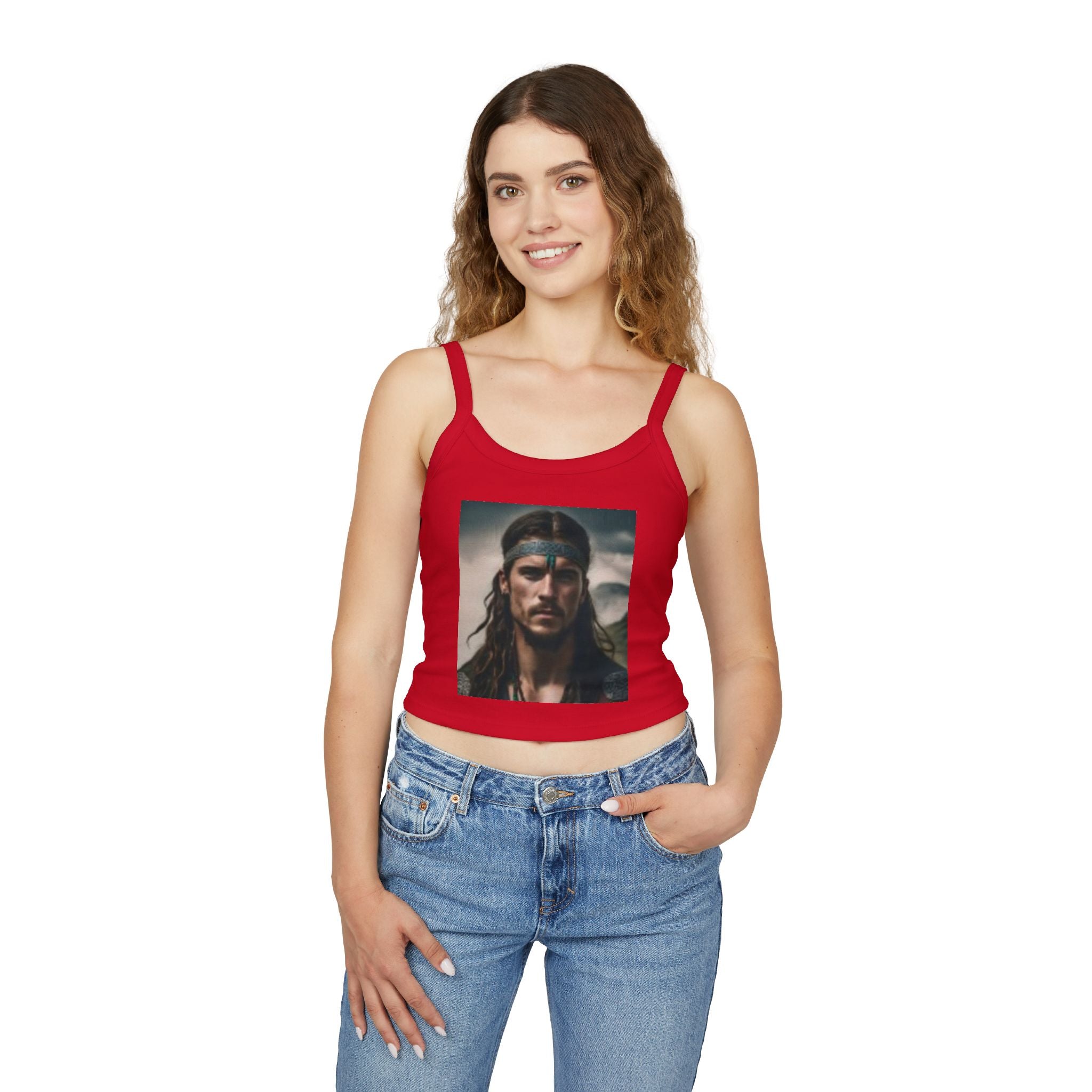 Wolf Spirit Crop Tank — Boho Native-Inspired Women's Spaghetti Strap Top