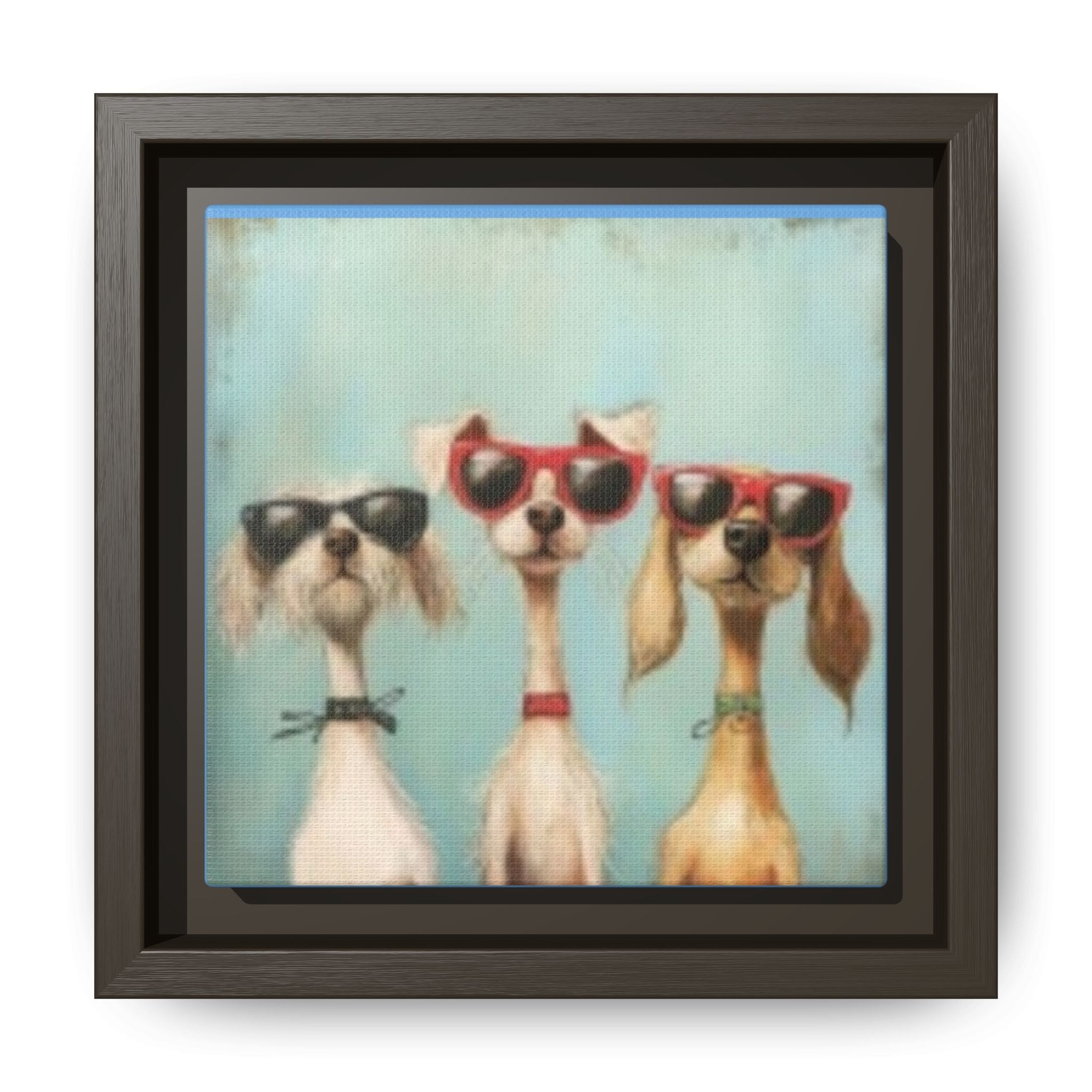 Framed Matte Canvas — Three Cool Dogs in Sunglasses Wall Art