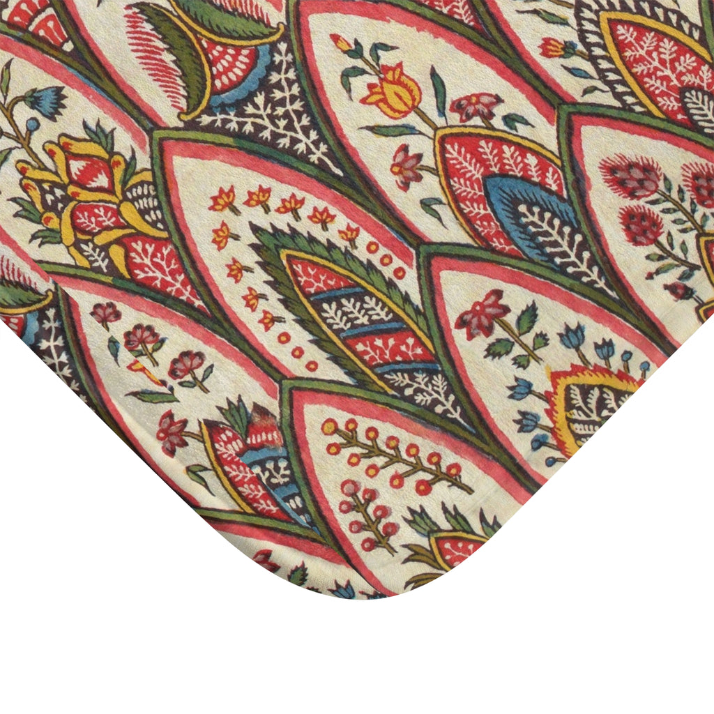 Botanical Paisley Bath Mat — Vintage Floral Pattern Rug for Bathroom