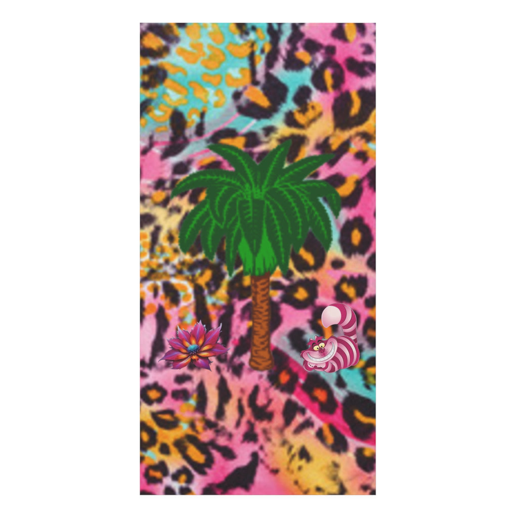 Tropical Leopard Beach Towel — Bright Palm Tree & Floral Print