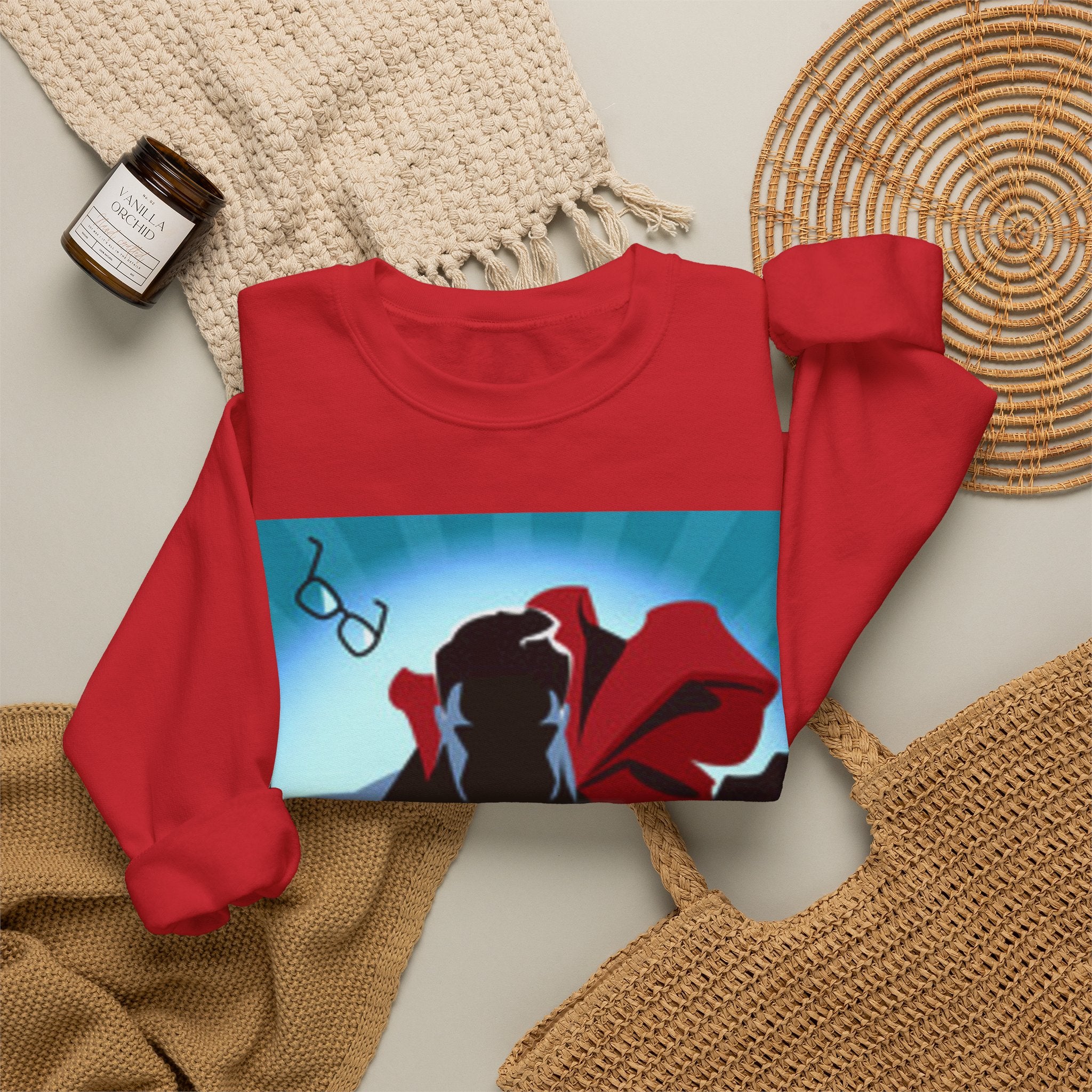 Superhero Fighting for America Crewneck Sweatshirt — Cape & Shield Graphic