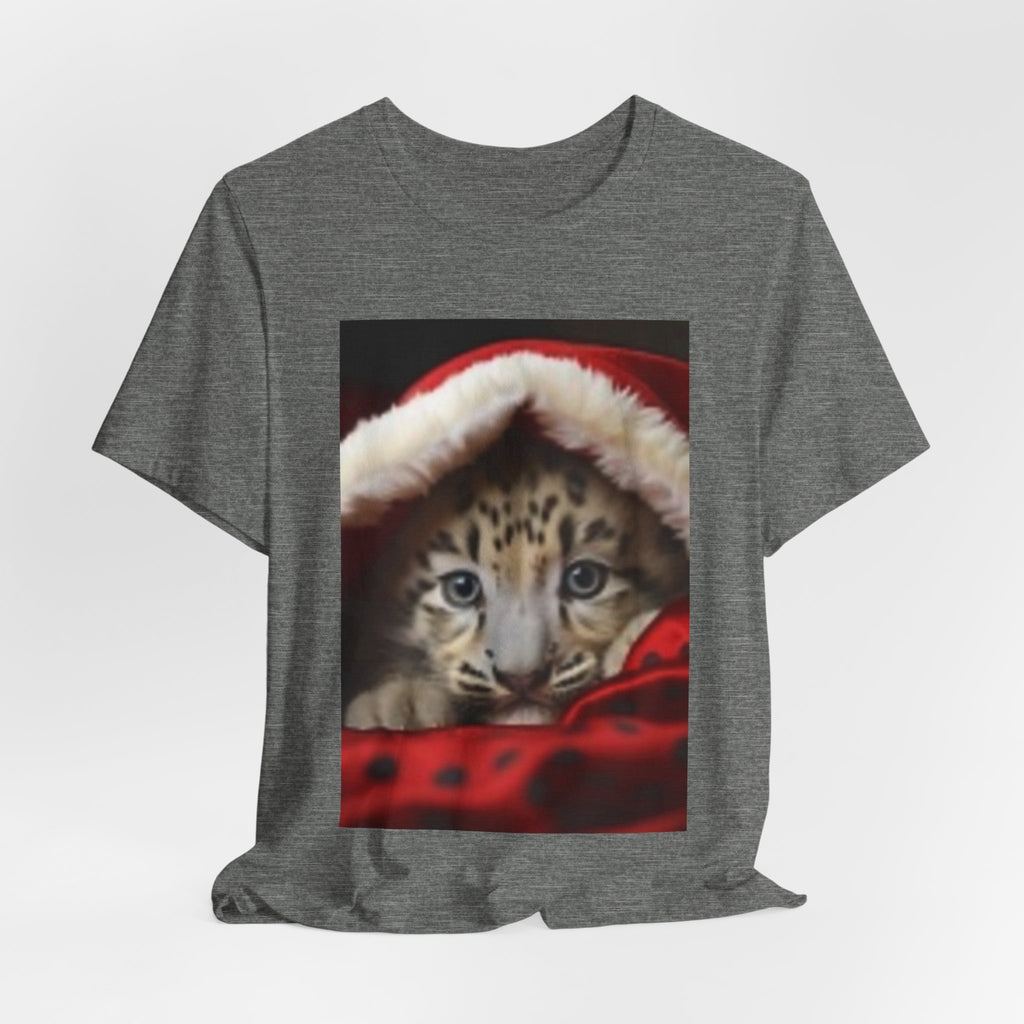 Christmas Snow Leopard Cub T-Shirt — Cute Holiday Cat Tee