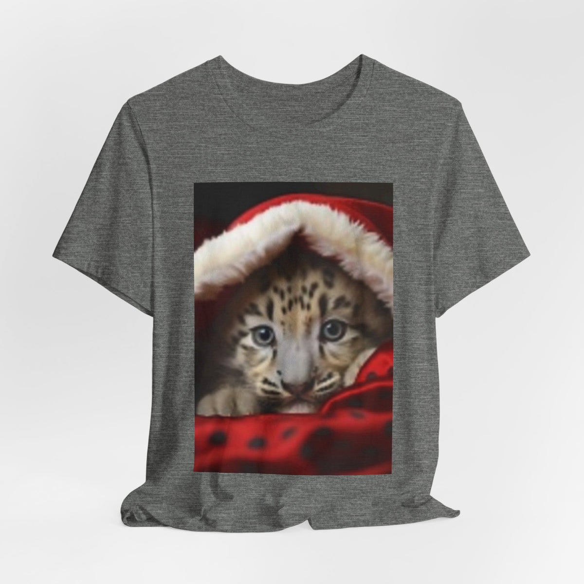 Christmas Snow Leopard Cub T-Shirt — Cute Holiday Cat Tee