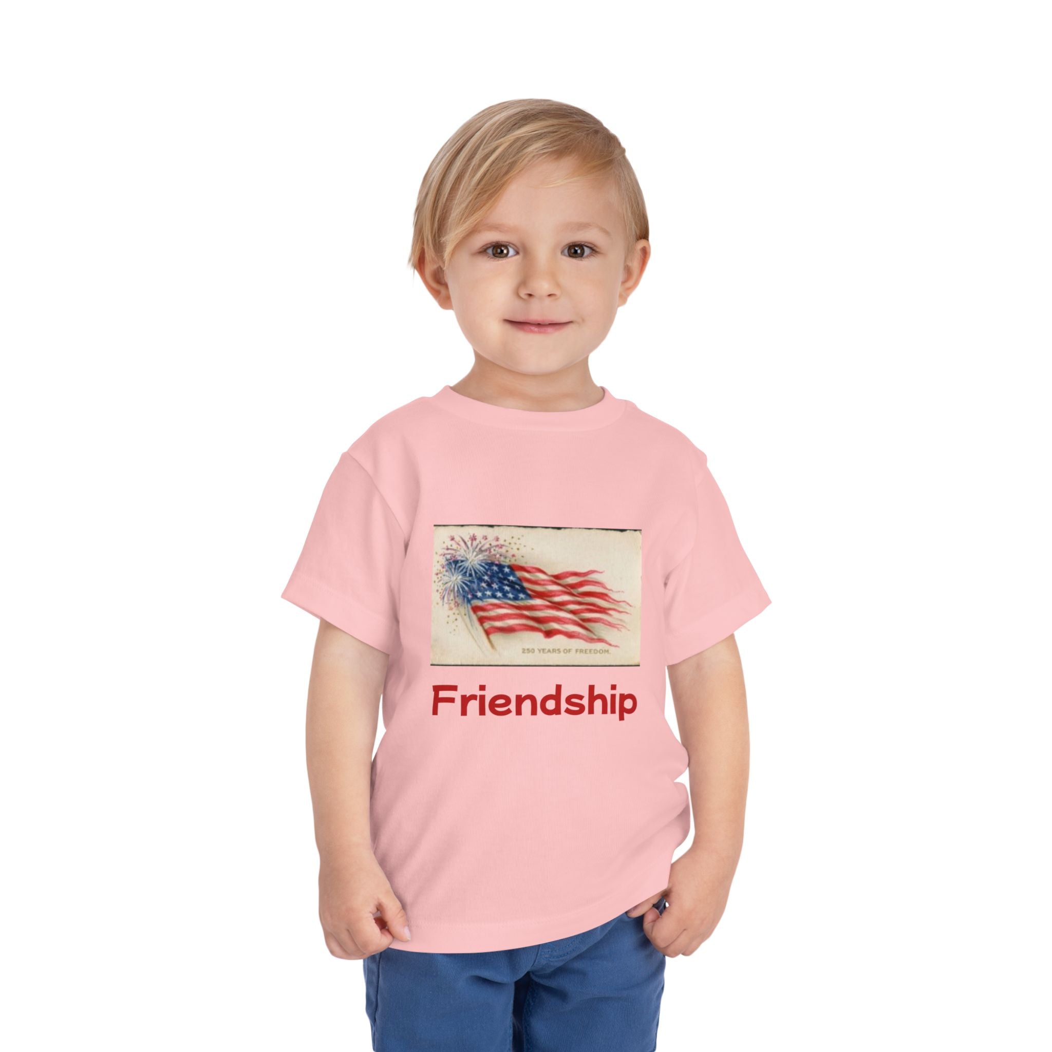 Toddler Short Sleeve T-shirt USA Flag & Cartoon Dogs