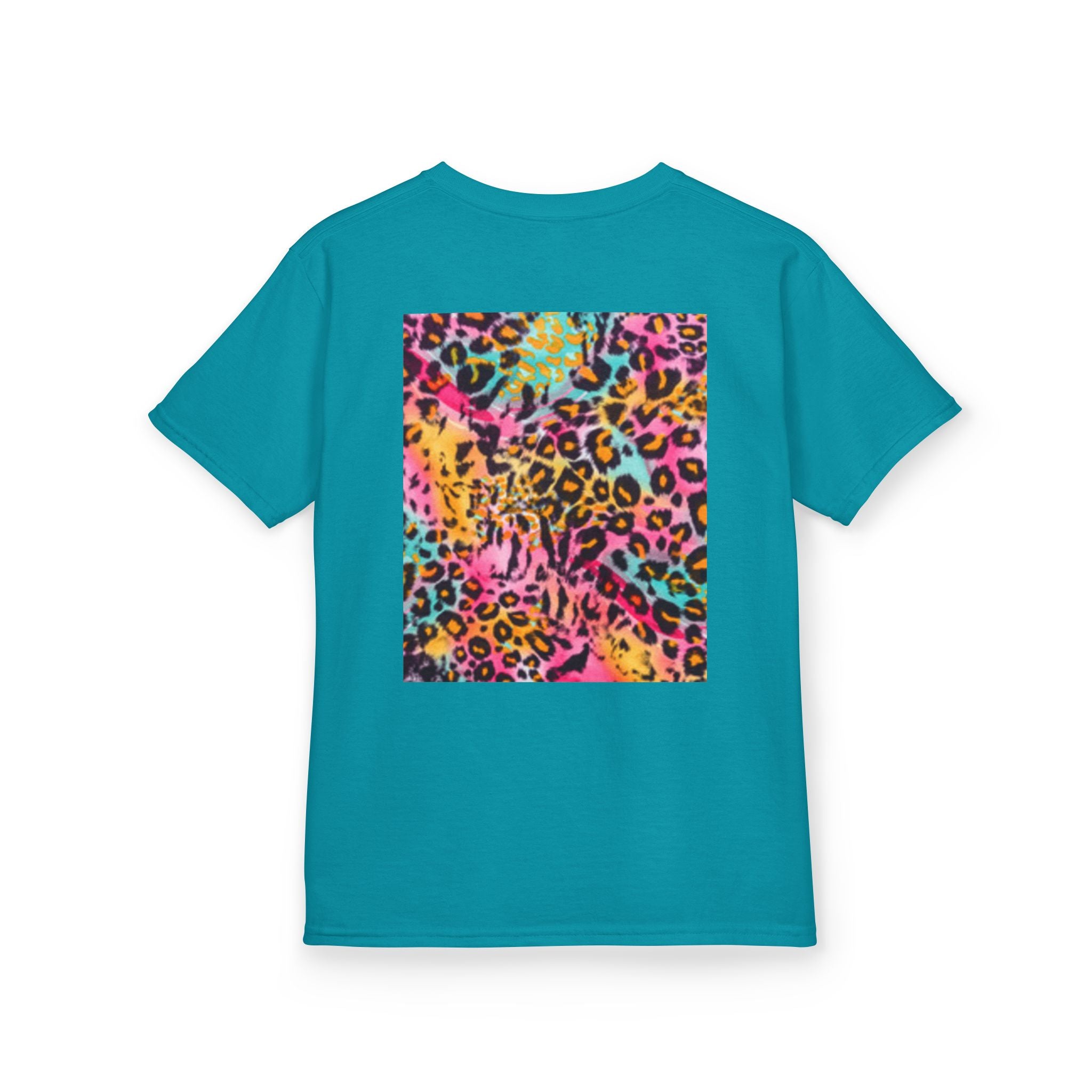 Kids Leopard Cub T-shirt — Colorful Leopard Print Back