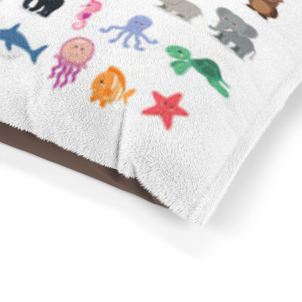 Animal Alphabet Pet Bed — Cute Cartoon Zoo & Ocean Critters Pattern