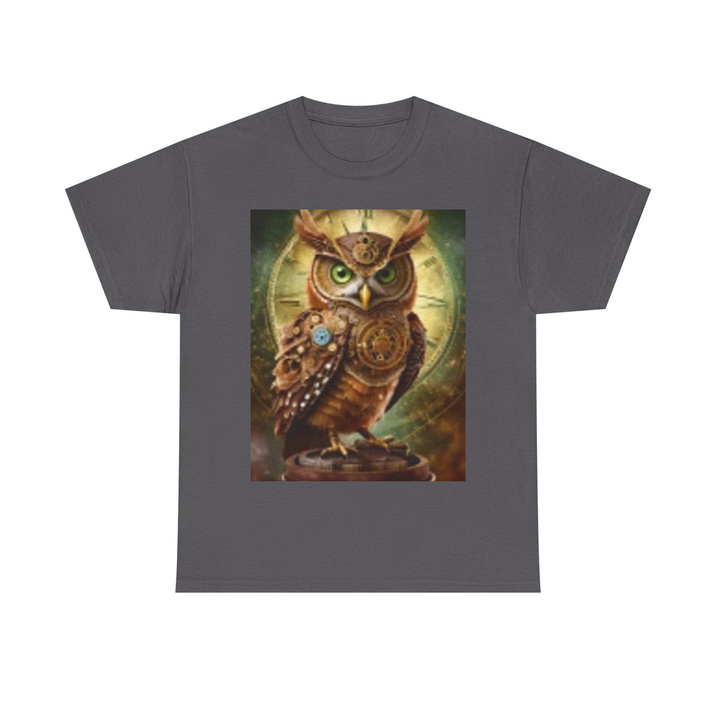 Steampunk Owl Graphic Tee — Vintage Mechanical Owl T-Shirt