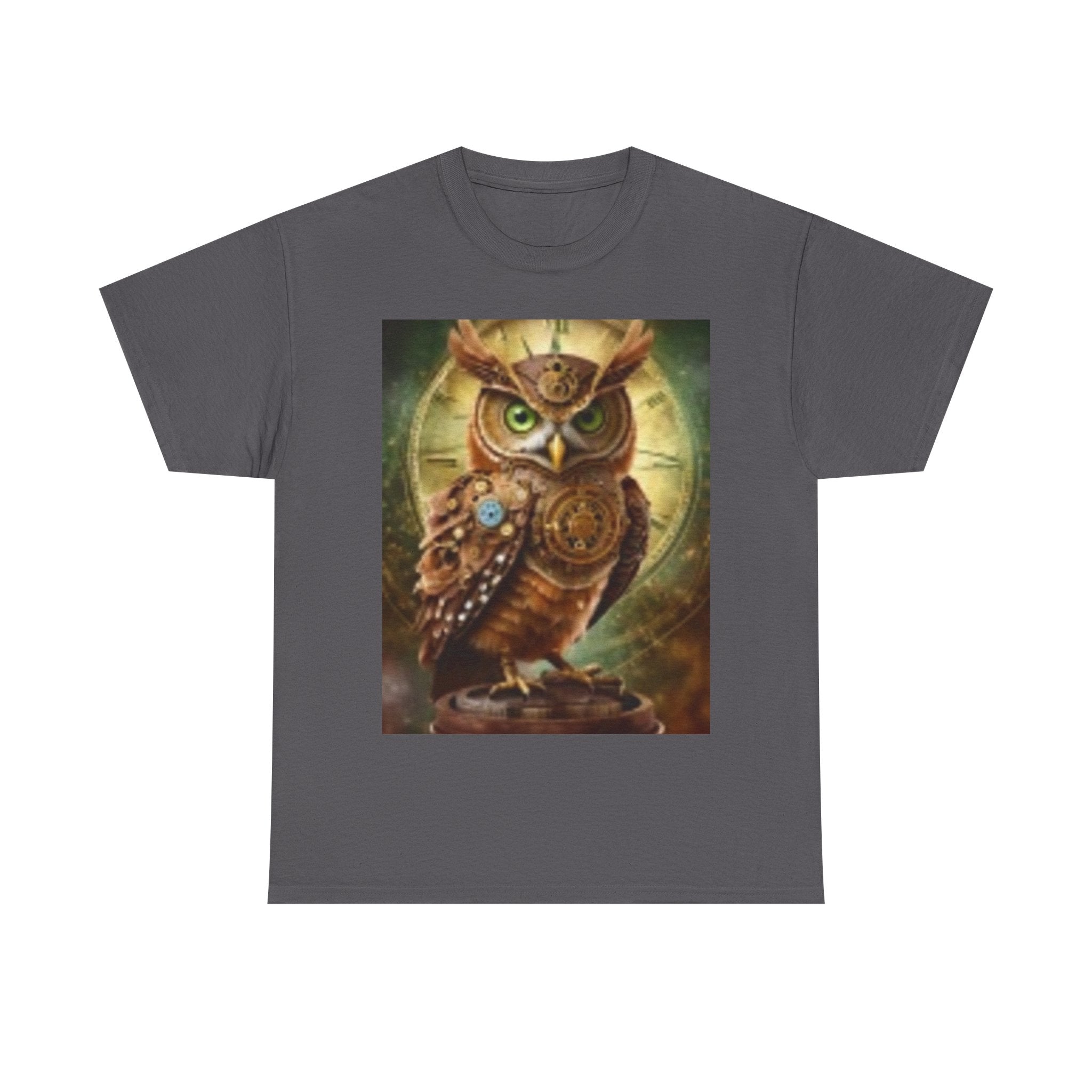Steampunk Owl Graphic Tee — Vintage Mechanical Owl T-Shirt