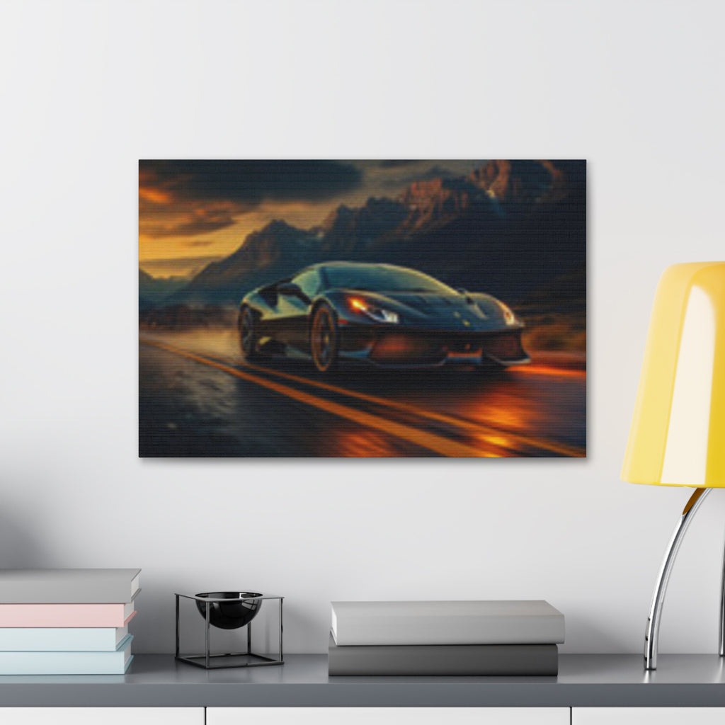 Supercar Sunset Canvas Print — Stretched 1.5" Sports Car Wall Art