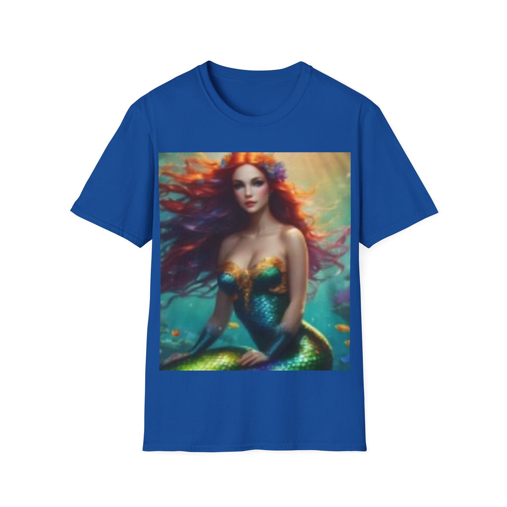 Mermaid Portrait T-Shirt — Artistic Red-Headed Siren Graphic Tee
