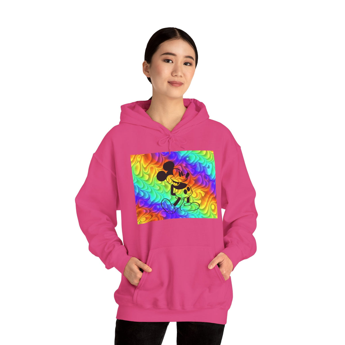 Mickey Mouse Rainbow Colors Unisex Heavy Blend Hooded Sweatshirt Warm & Cozy