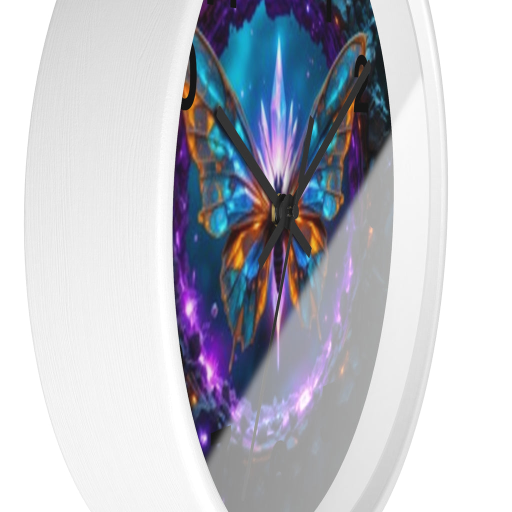 Mystic Butterfly Wall Clock — Neon Fantasy Home Decor