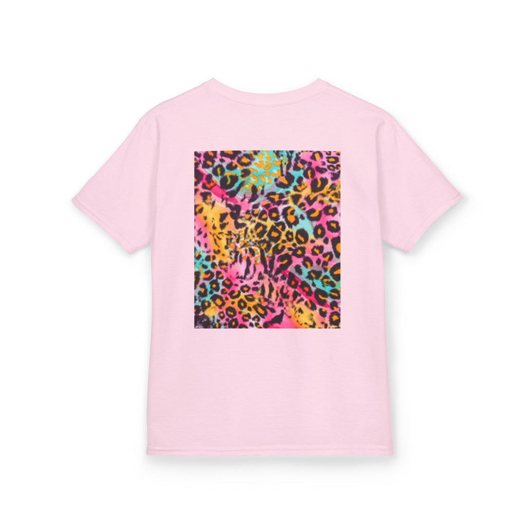 Kids Leopard Cub T-shirt — Colorful Leopard Print Back