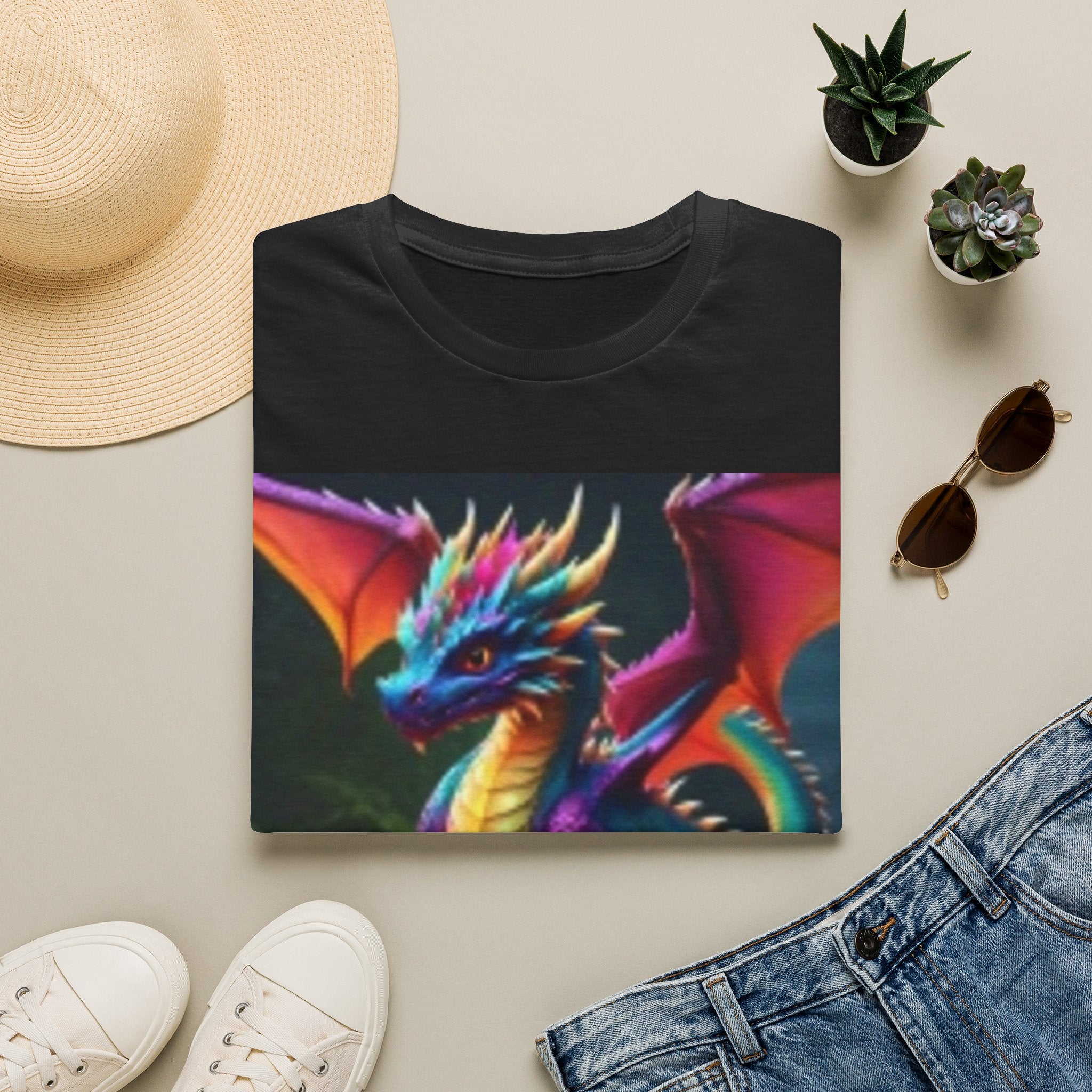 Colorful Fantasy Dragon T-Shirt — Vibrant Rainbow Baby Dragon Graphic Tee