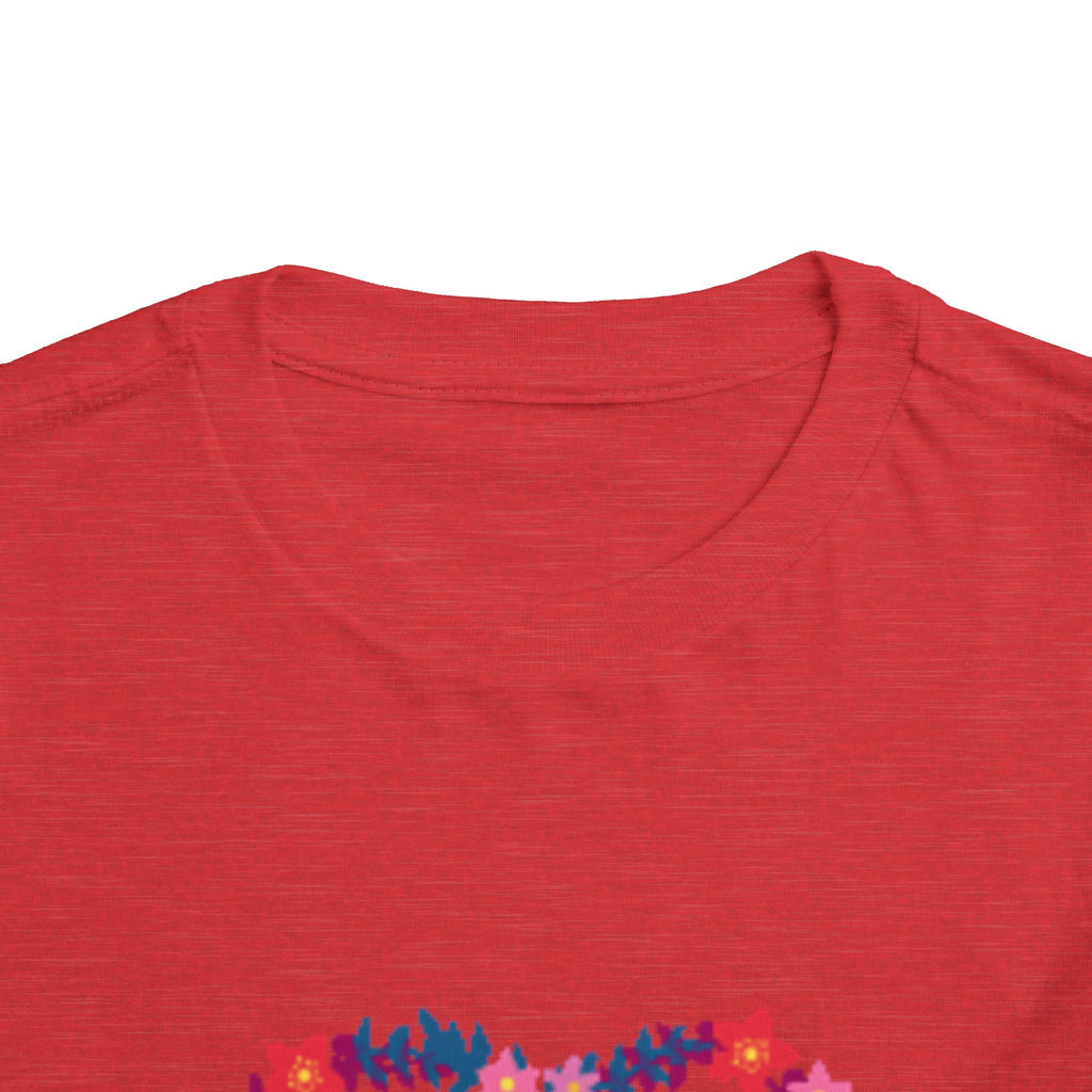 Toddler Tee — Floral Heart Graphic Kids' Short Sleeve Shirt