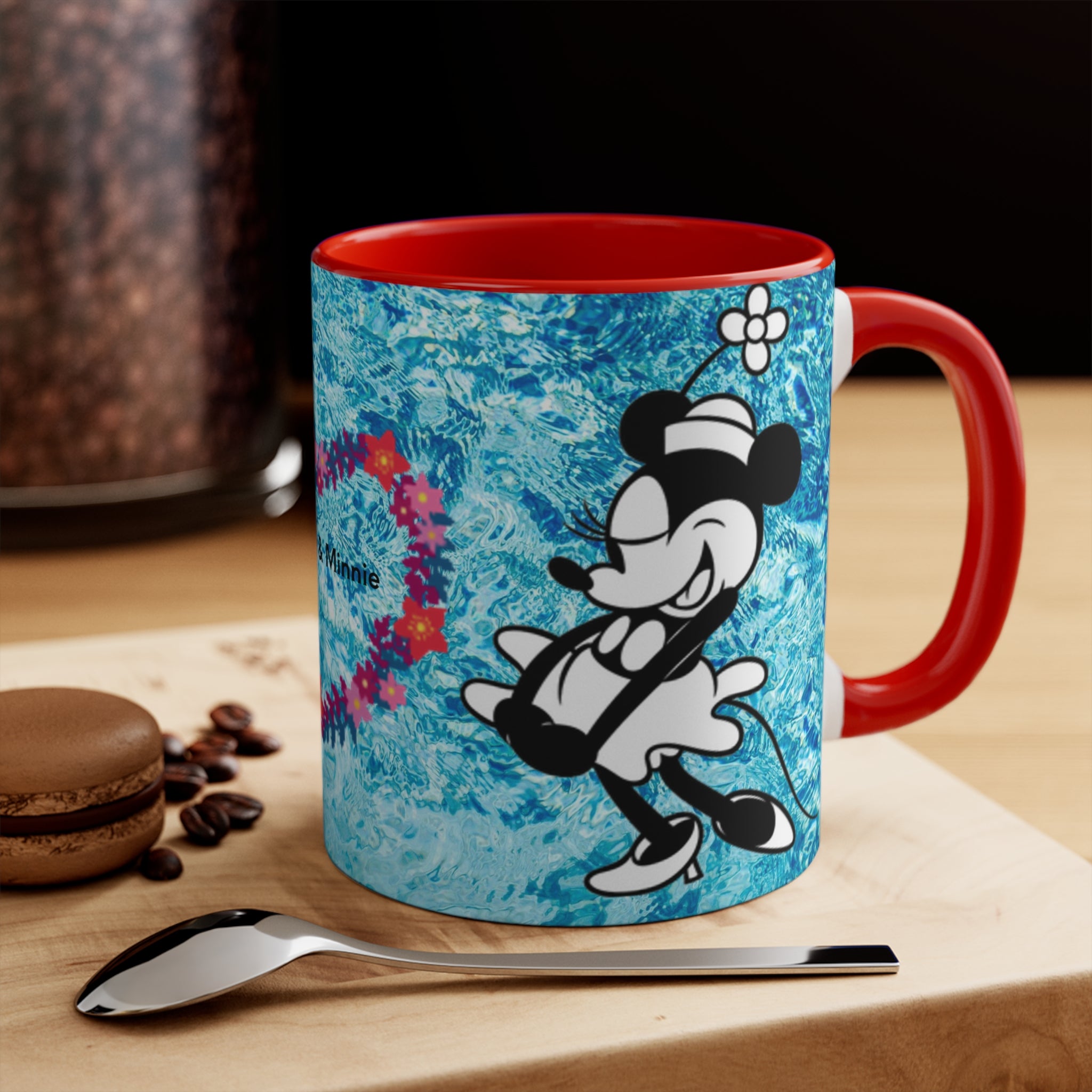 Mickey & Minnie Vibes Accent Mug — Floral Heart Retro Disney Design