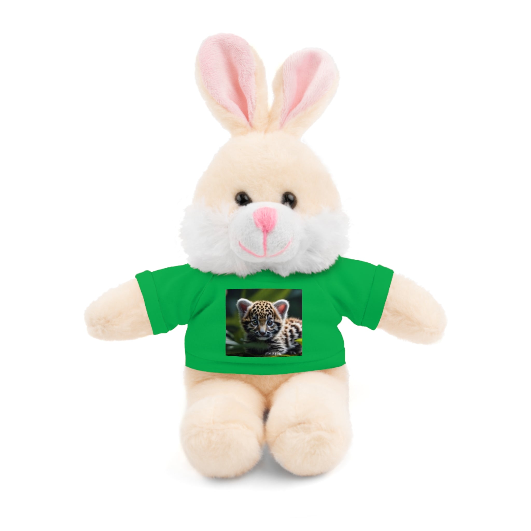 Plush Teddy Bear with Leopard Cub Tee — Cute Animal Gift for Kids & Wildlife Lovers