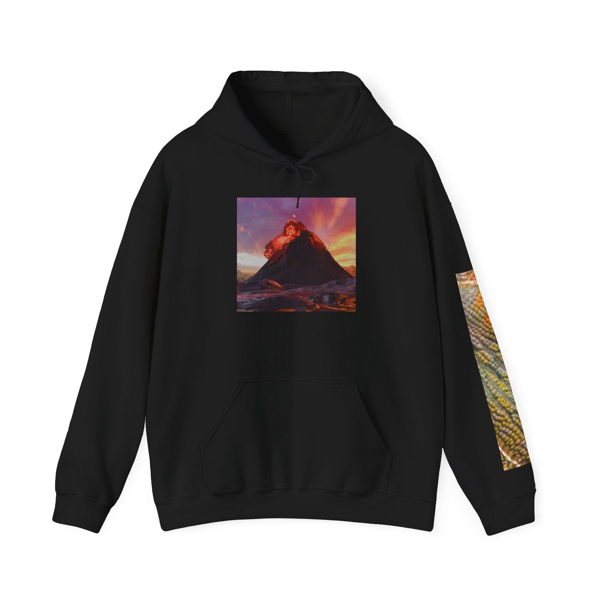 Dragon Moon & Volcano Hoodie — Fantasy Night Sky Dragon Graphic Hooded Sweatshirt