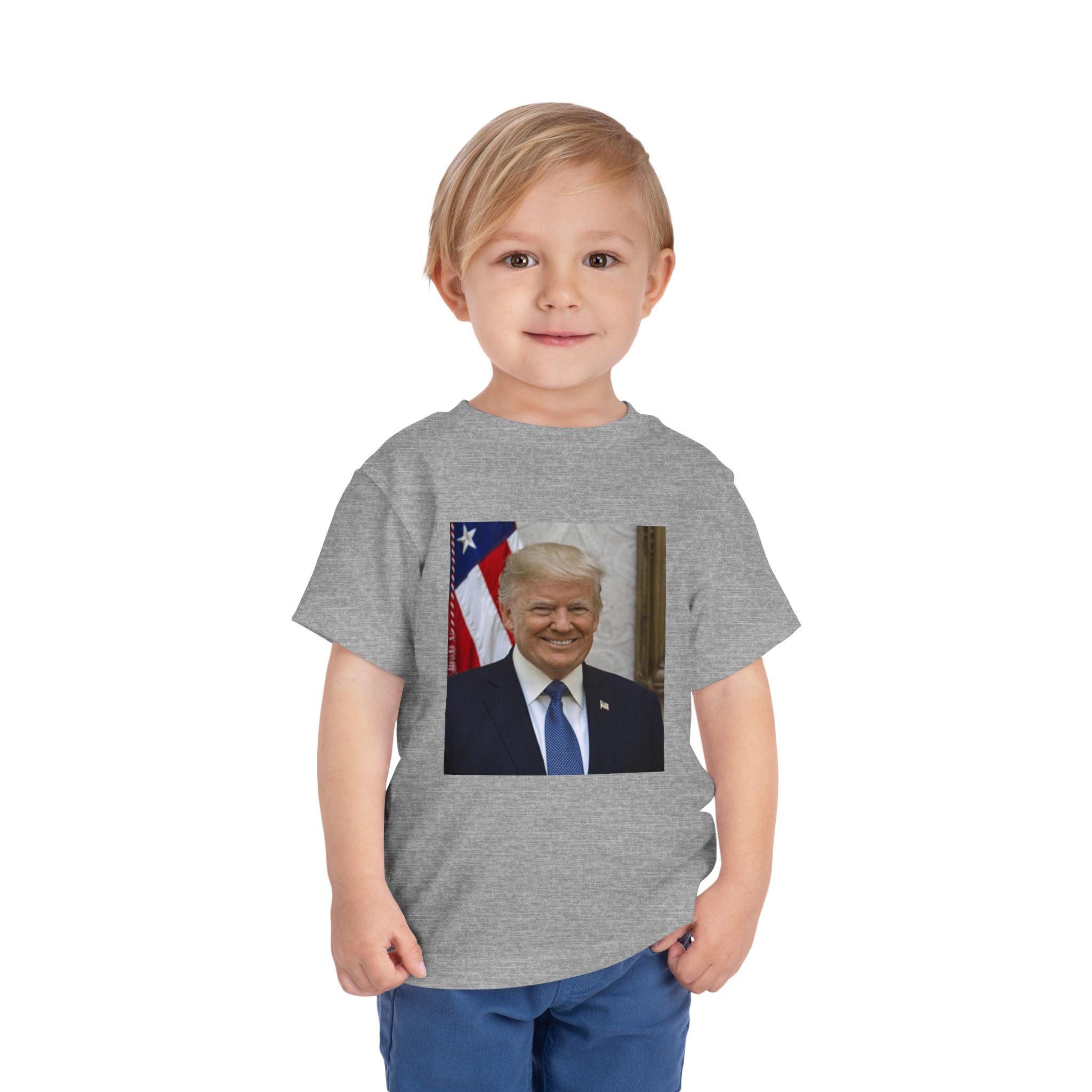 Toddler Tee with Patriotic Portrait & Flag Graphic
