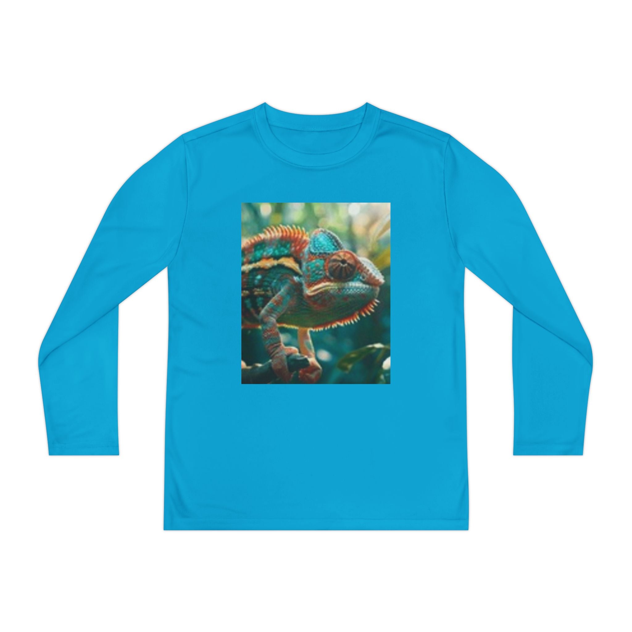 Youth Long Sleeve Tee — Tropical Chameleon Graphic
