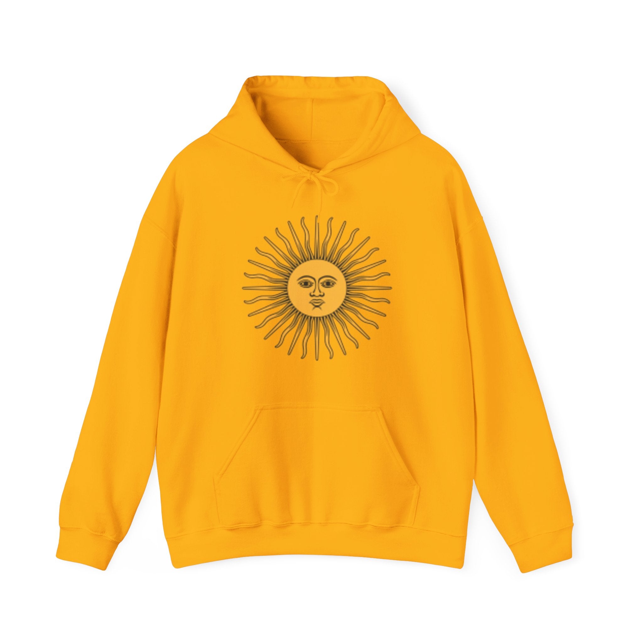 Sunface & Galloping Horses Hoodie — Boho Celestial Horse Art Sweatshirt