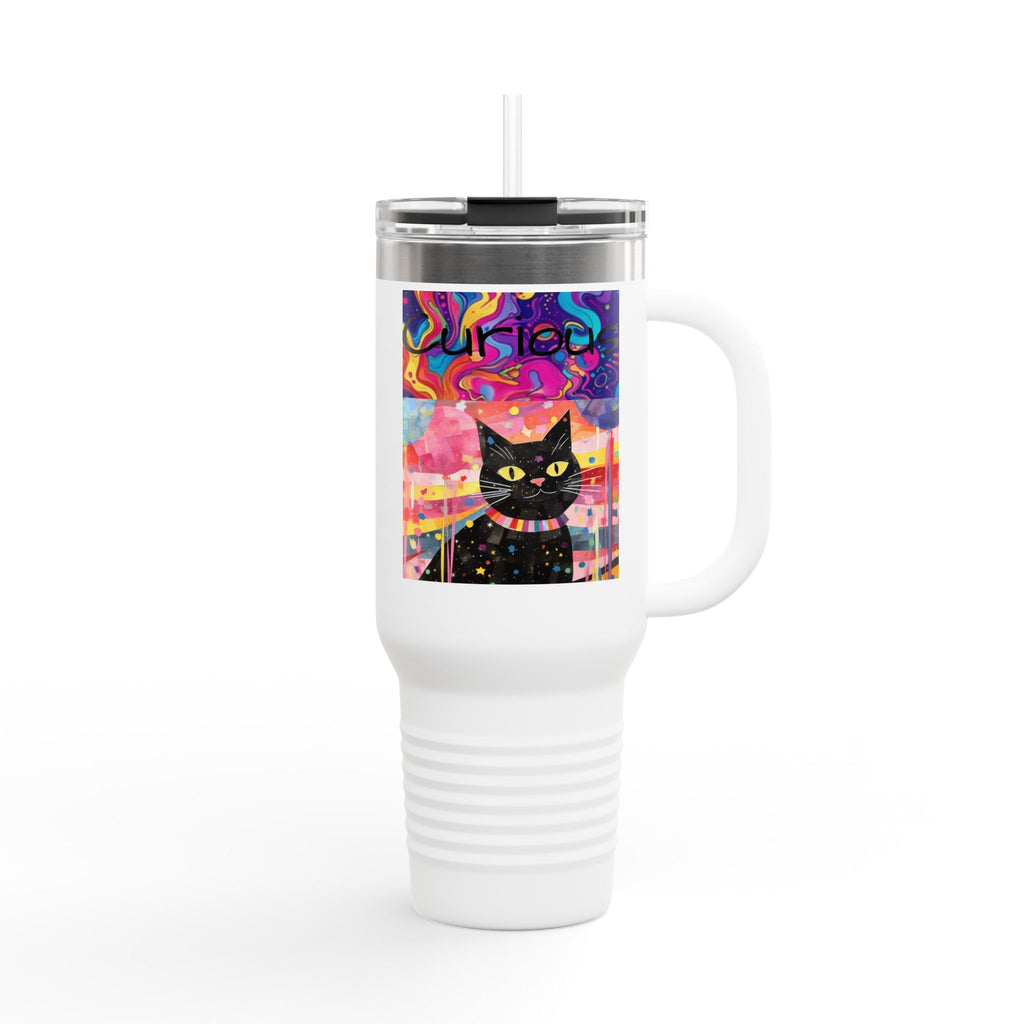 Black Cat & Psychedelic Colors Insulated Travel Mug, 40oz Fabulous Gift!