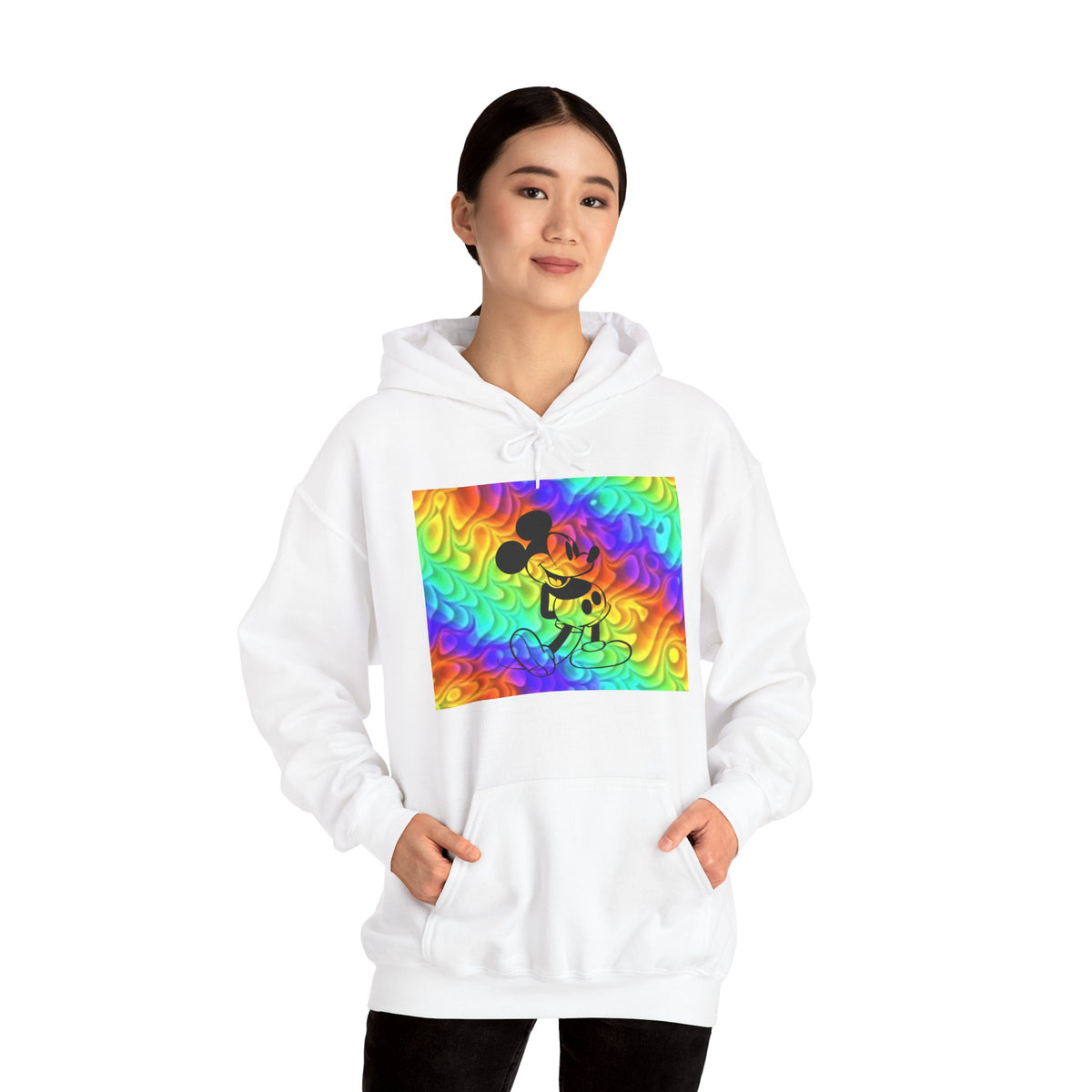 Mickey Mouse Rainbow Colors Unisex Heavy Blend Hooded Sweatshirt Warm & Cozy