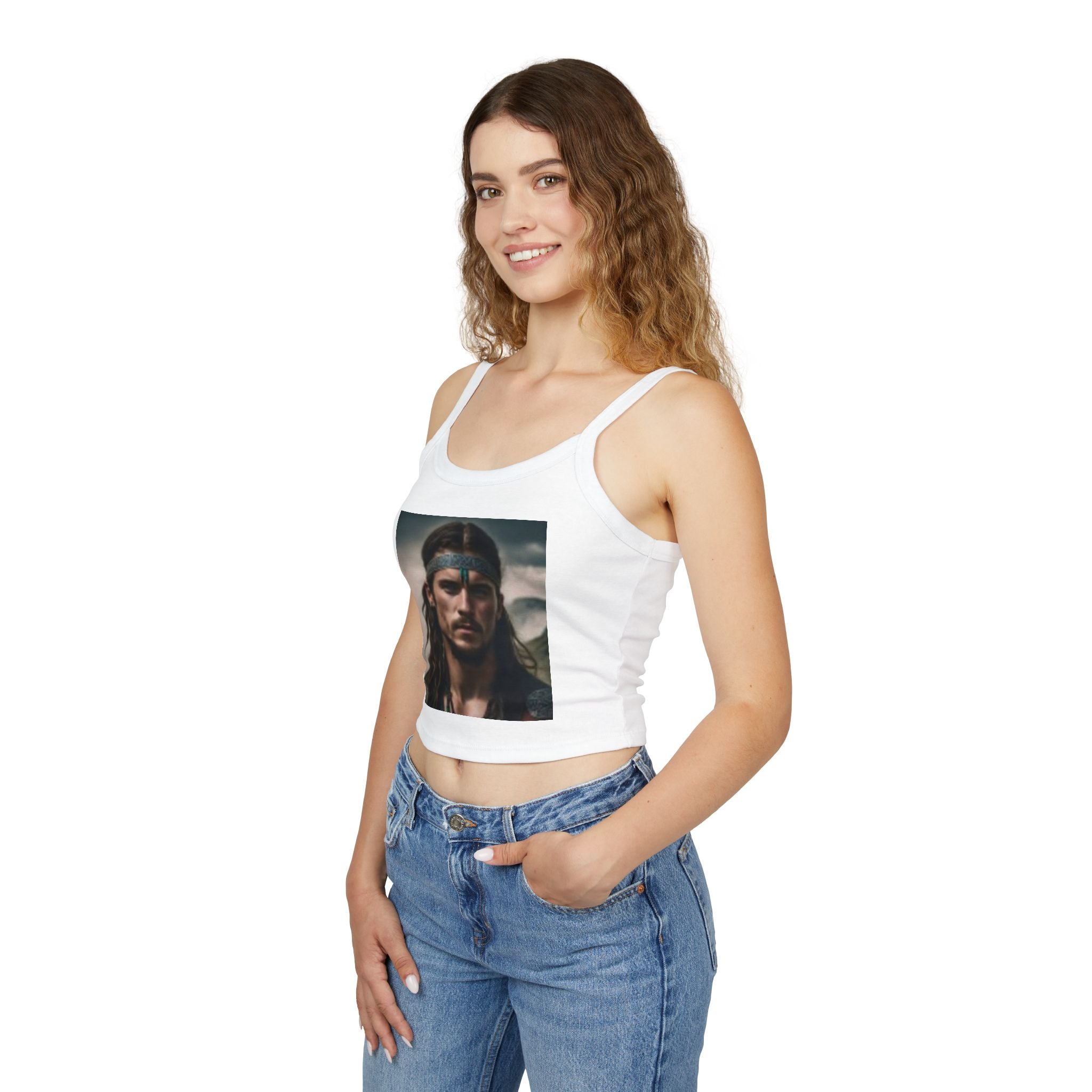 Wolf Spirit Crop Tank — Boho Native-Inspired Women's Spaghetti Strap Top