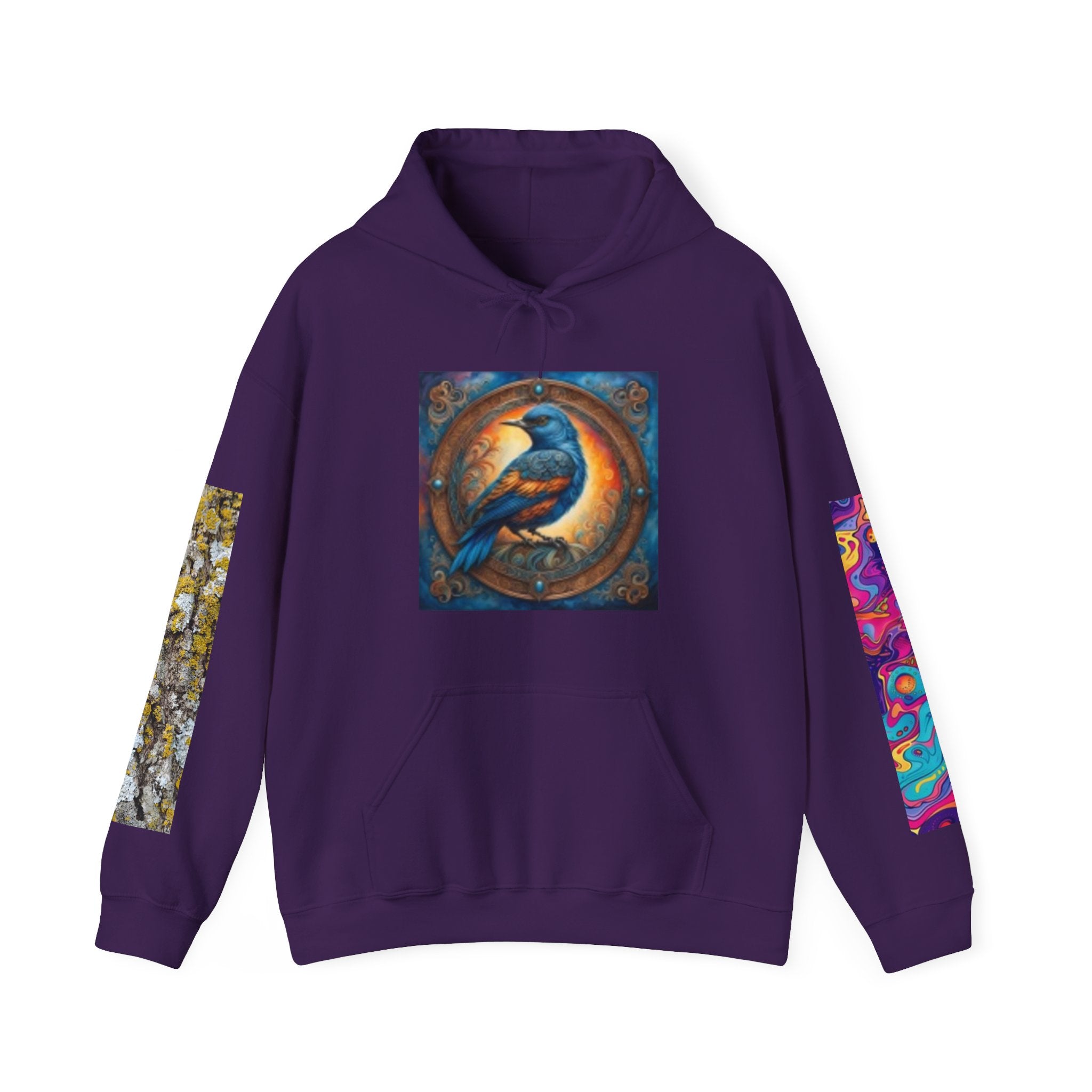 Lion Portrait Hoodie with Colorful Sleeve Accent — Majestic Wildlife Pullover