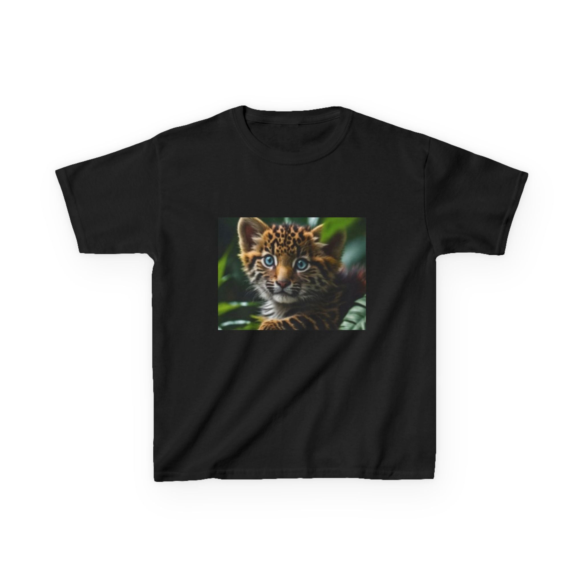 T-shirt enfant – Photo de bébé tigre mignon sur le devant et cœur arc-en-ciel au dos