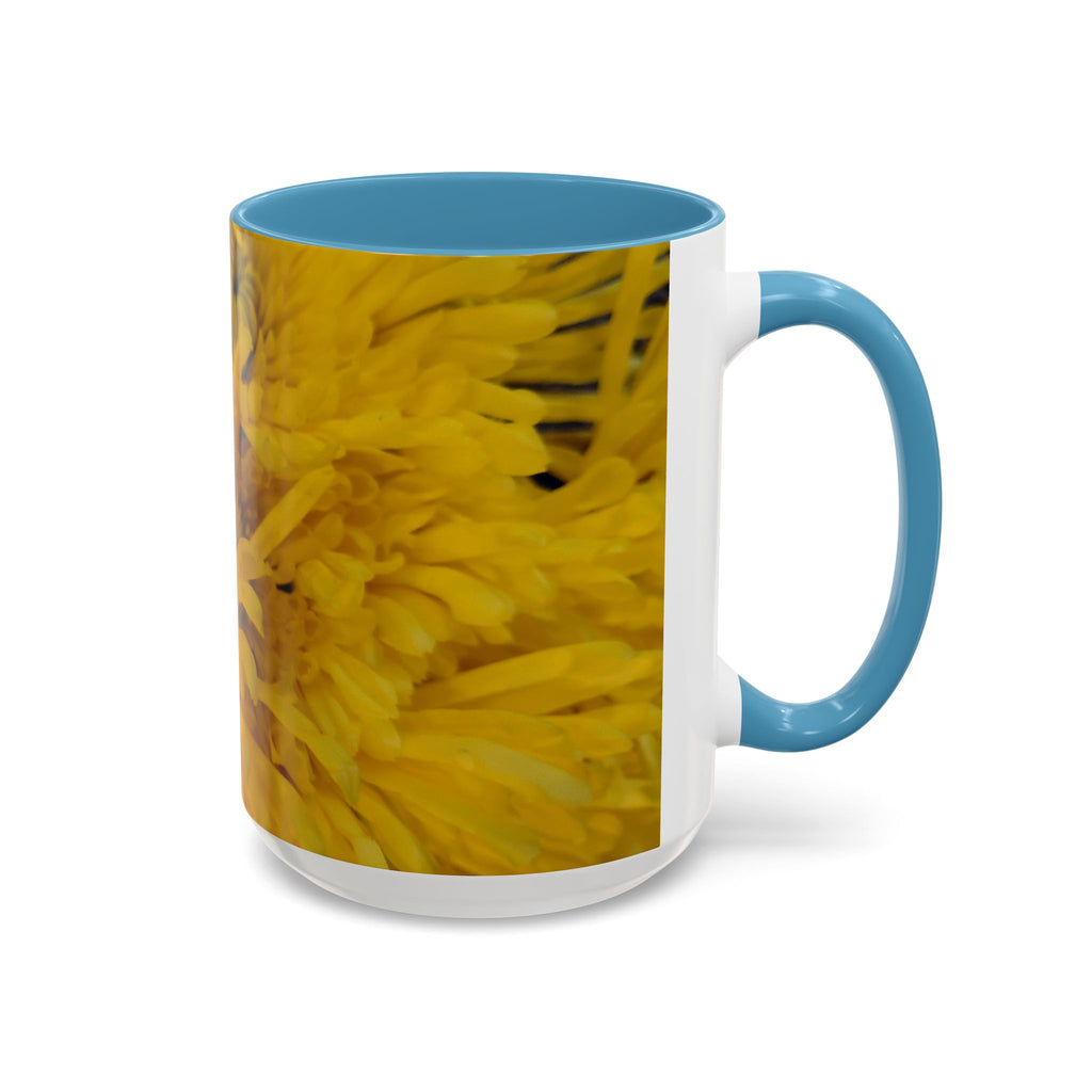 Yellow Chrysanthemum Accent Coffee Mug — Floral 11/15oz Tea Cup